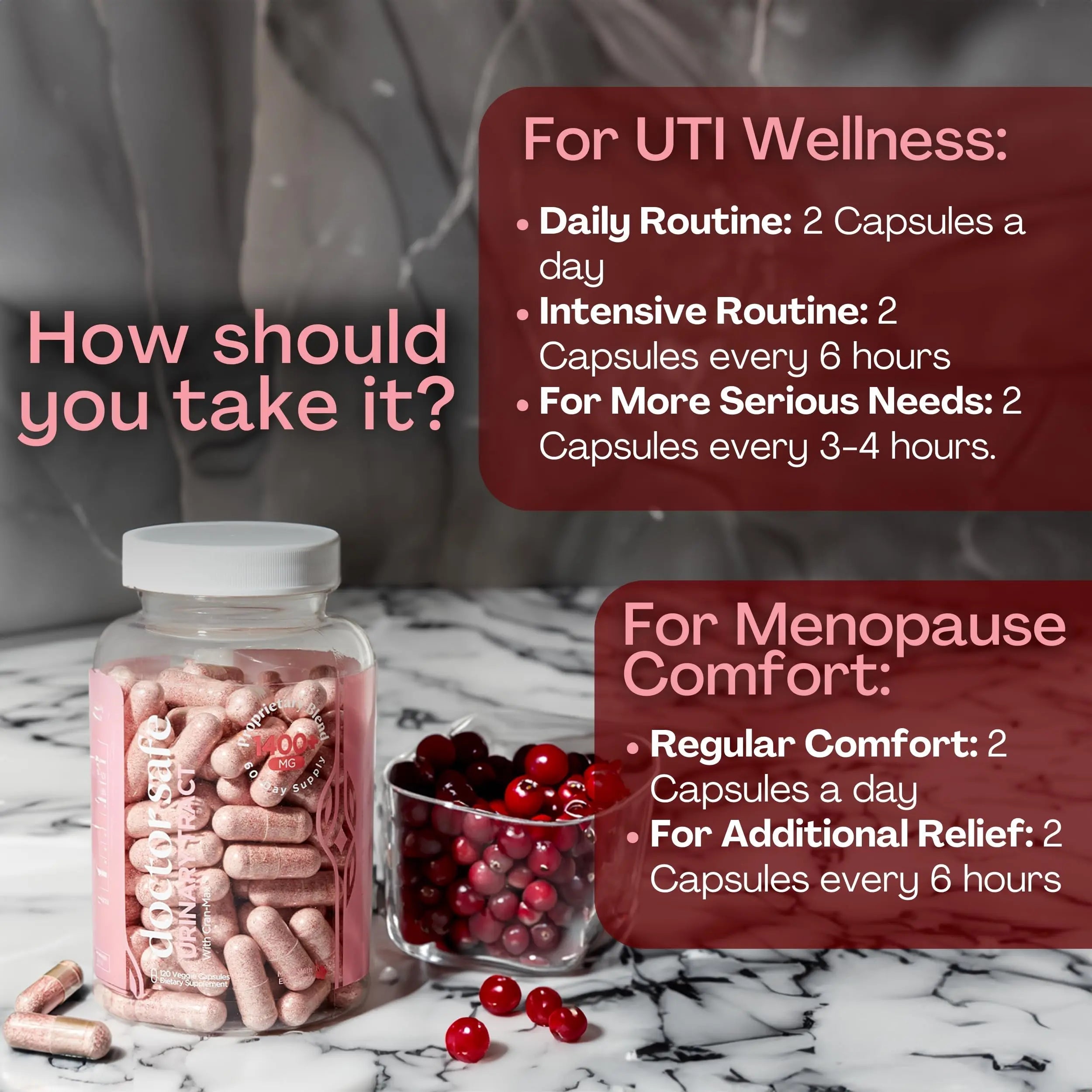 Cranberry Supplement, D-Mannose Capsules Made with Concentrated Whole Fruit Cranberry, Natural Support for Rapid Action to Help Cleanse and Protect the Urinary Tract* (120 Count) DOCTOR SAFE uk supplements