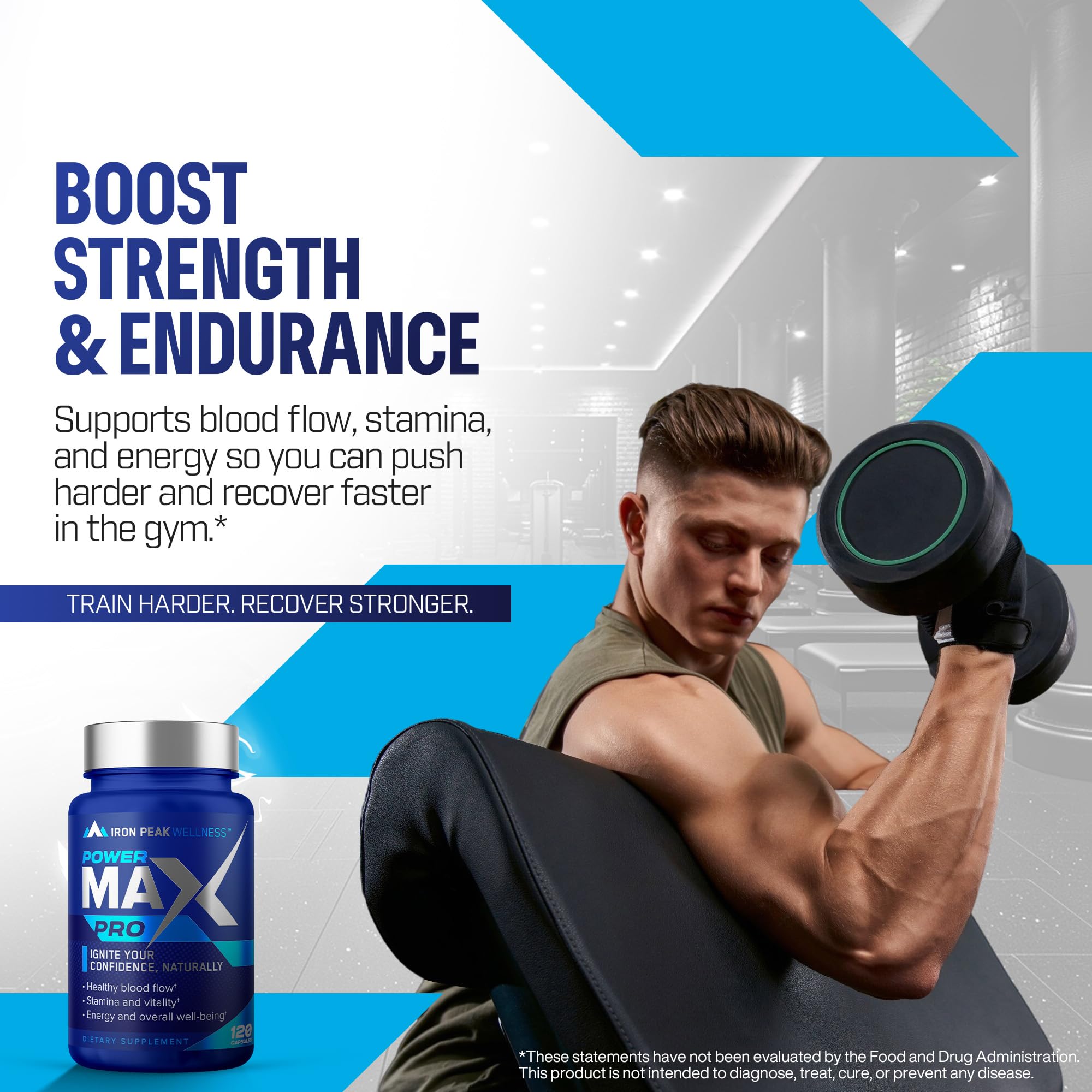 Testosterone Booster Pills for Men - Male Enhancing Supplement - Fast Acting Blood Flow, Muscle Growth, Strength, Energy, Libido, Endurance, Workout - Natural Performance Test Boost - 60 Day Serving IronPeak Wellness uk supplements