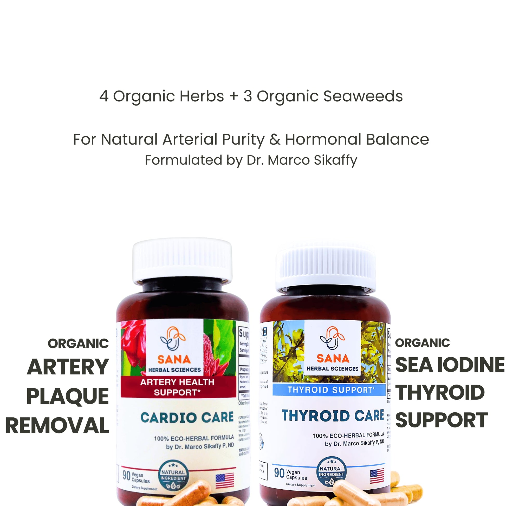Sana Herbal Sciences Artery Plaque Removal & Sea Iodine Thyroid Support Organic Blends Sana Herbal Sciences uk supplements