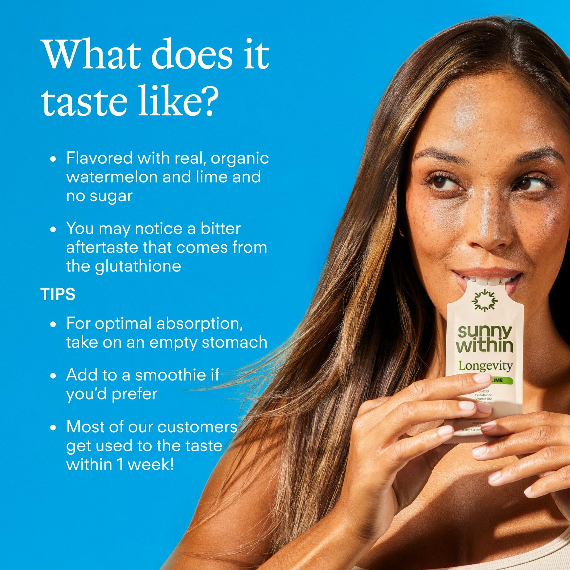Sunny Within Longevity – Liposomal NAD+ Glutathione Supplement w/Liquid NAD+, CoQ10, B12, MCT & Avocado Oil – Cellular Health, Energy, Brain, Gut & Heart Support* – Watermelon Lime – 30 Pouches Sunny Within uk supplements
