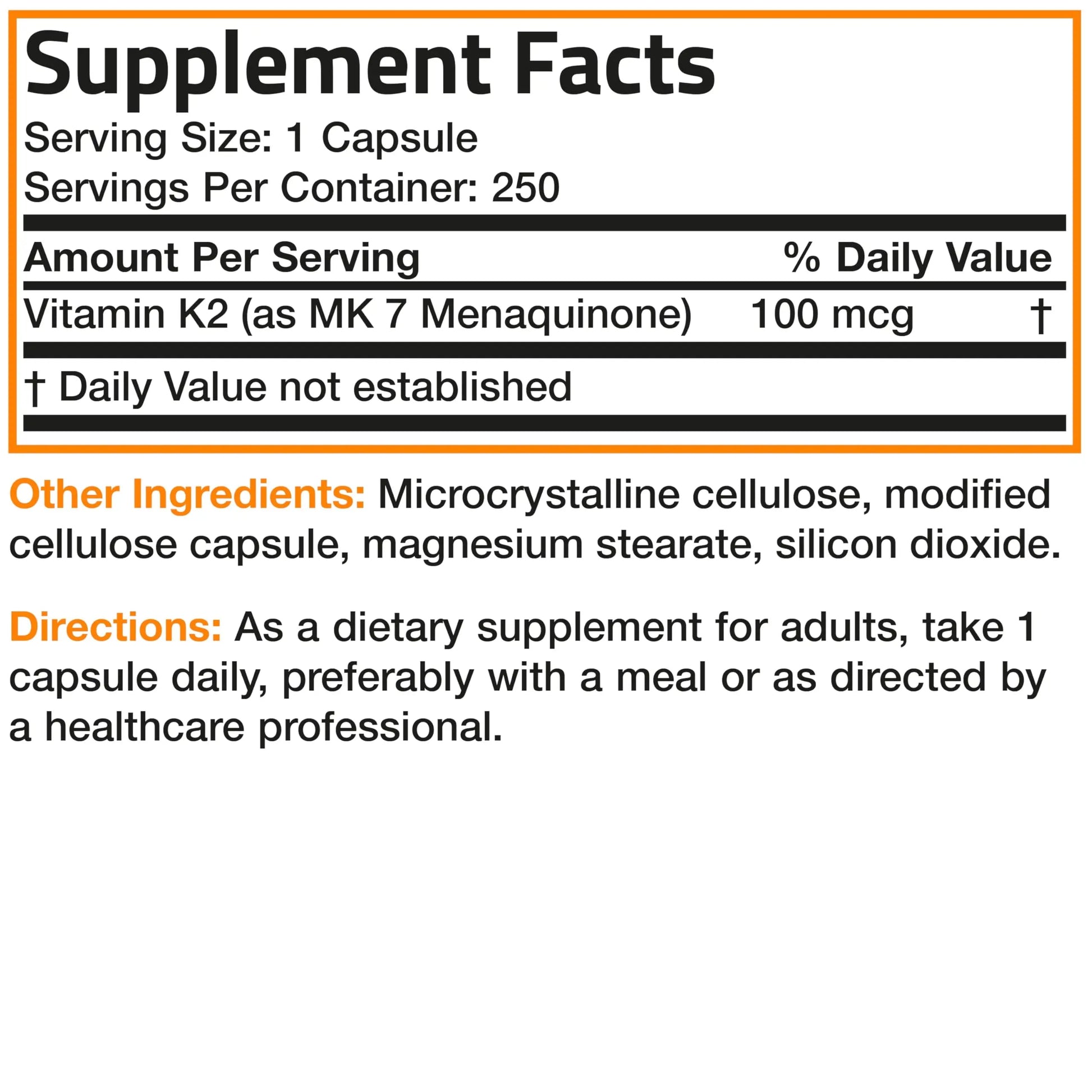 Bronson Vitamin K2 as MK-7 Menaquinone 100 mcg Non-GMO, 250 Capsules Bronson uk supplements
