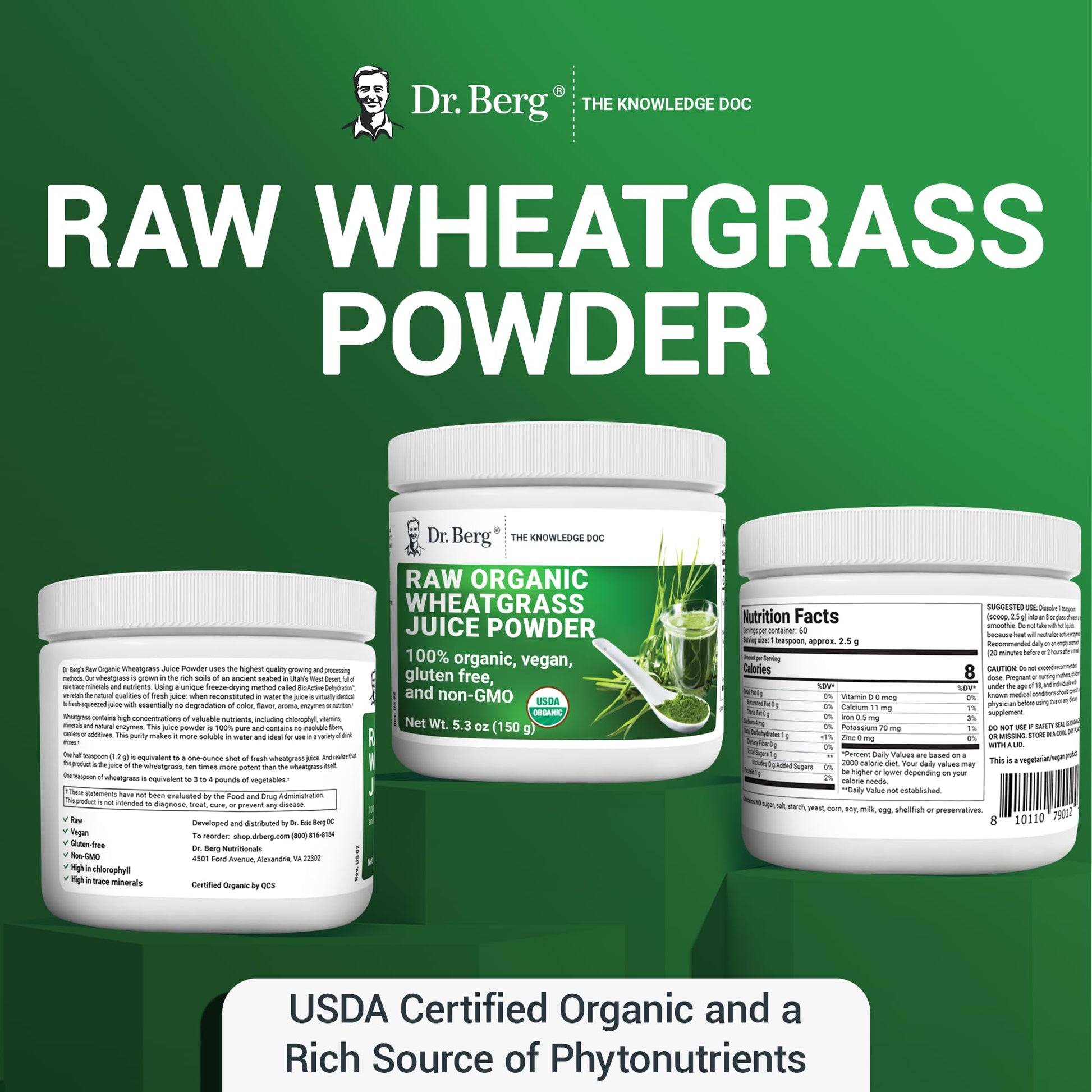 Dr. Berg's Wheatgrass Superfood Powder - Raw Juice Organic Ultra-Concentrated Rich Dr. Berg Nutritionals uk supplements