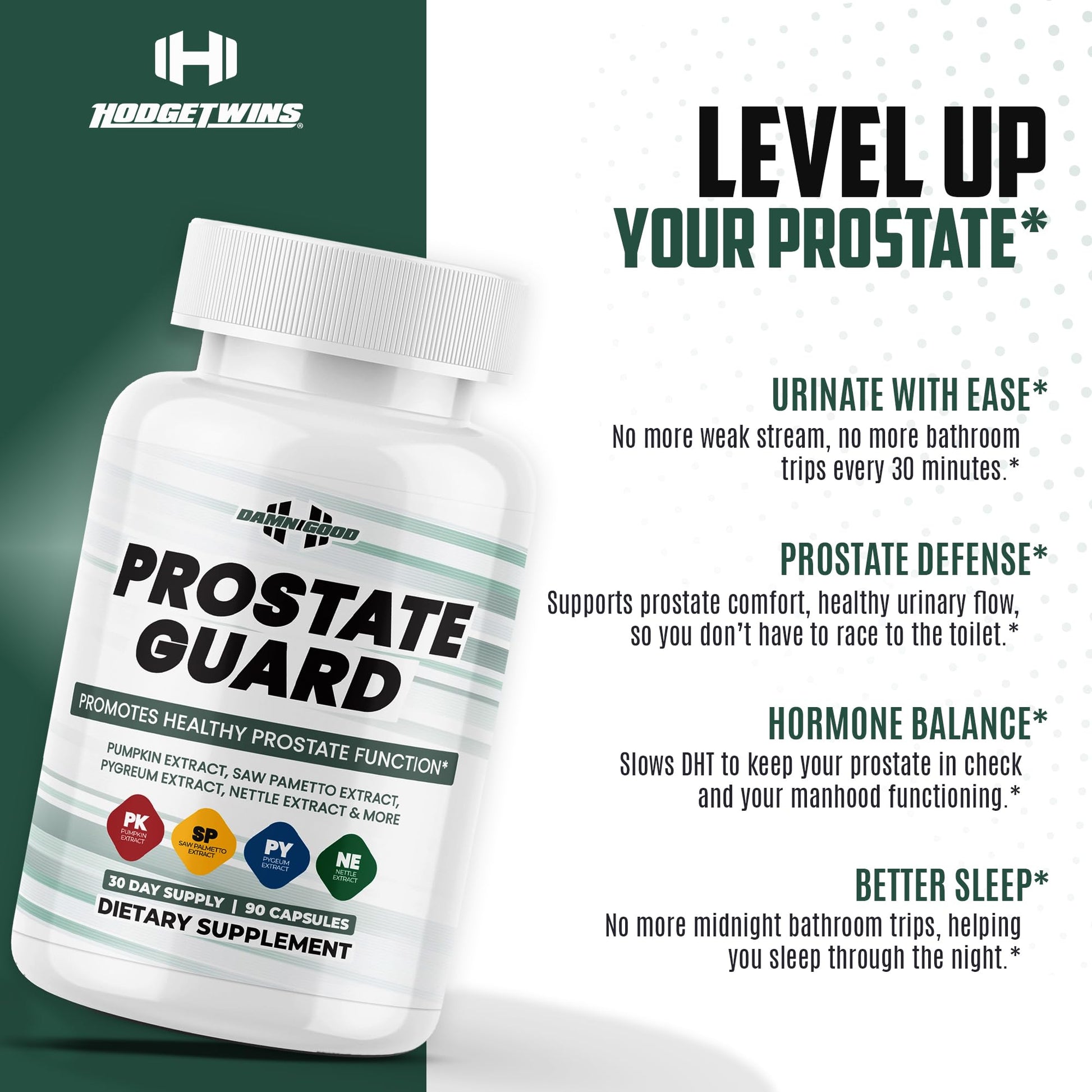 DAMN GOOD The Hodge Twins Prostate Guard - 90 Capsules Guard Vitality Complex – Comfort Blend for Nighttime Routine, Restful Rhythm - Men's Supplements for Health Supports Relaxation DAMN GOOD uk supplements