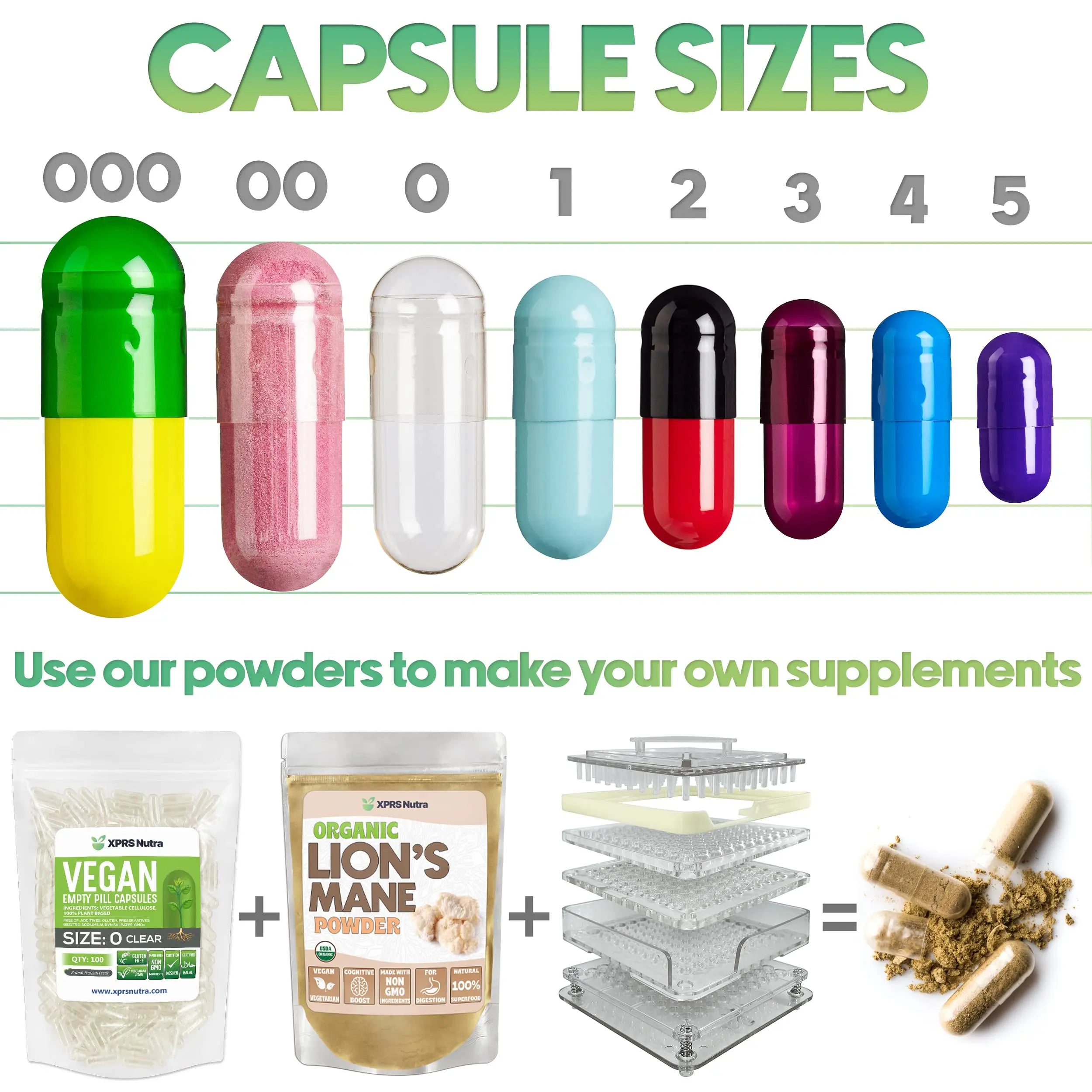 XPRS Nutra Size 3 Empty Capsules - 500 Count Empty Gelatin Capsules - Pills DIY Capsule Filling - Pure Bovine Pill Gel Caps Fillable XPRS Nutra uk supplements