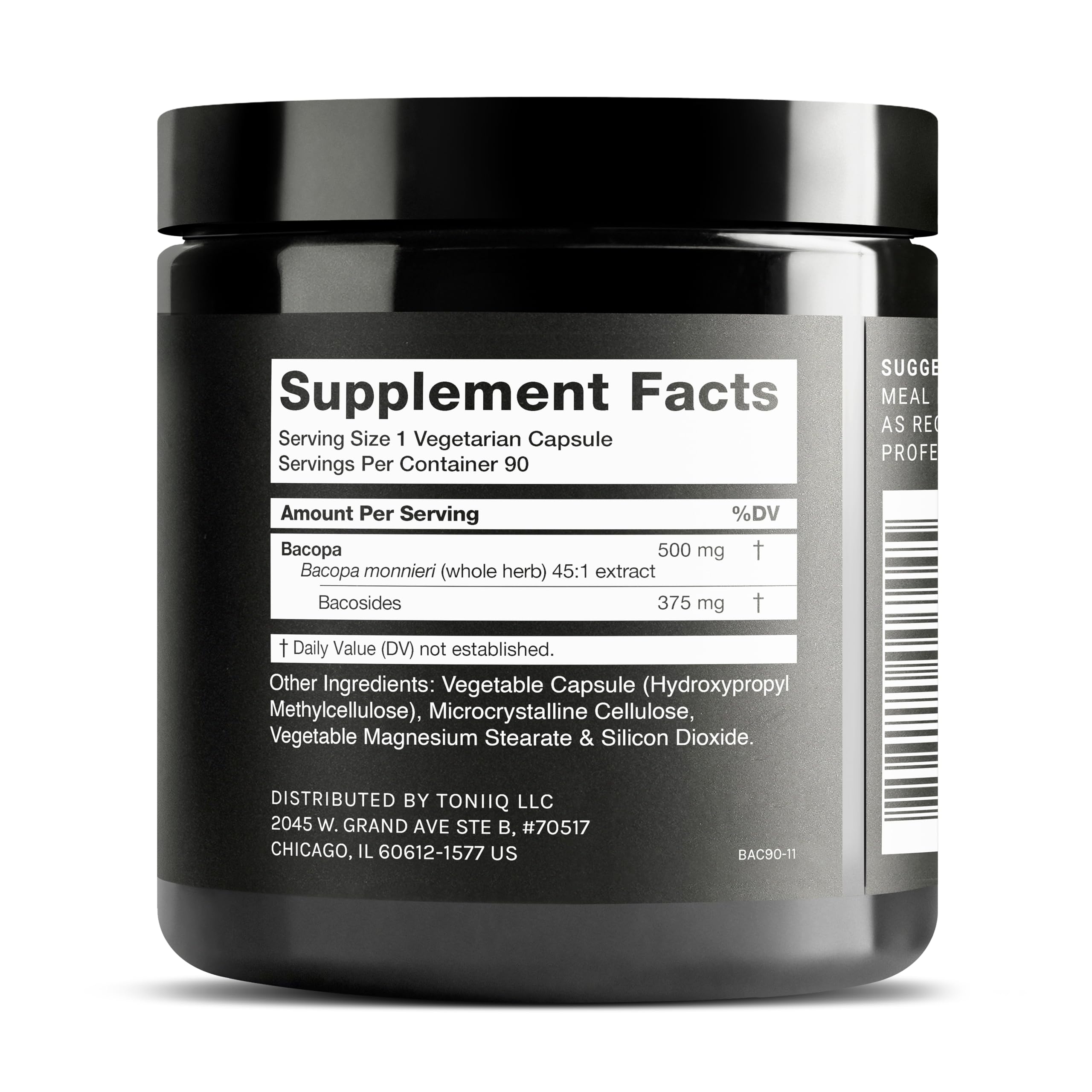 Toniiq Bacopa - Ultra High Potency 45:1 Extract with 75% Bacosides - Highly Concentrated - Third-Party Lab Tested - 90 Capsules Toniiq uk supplements