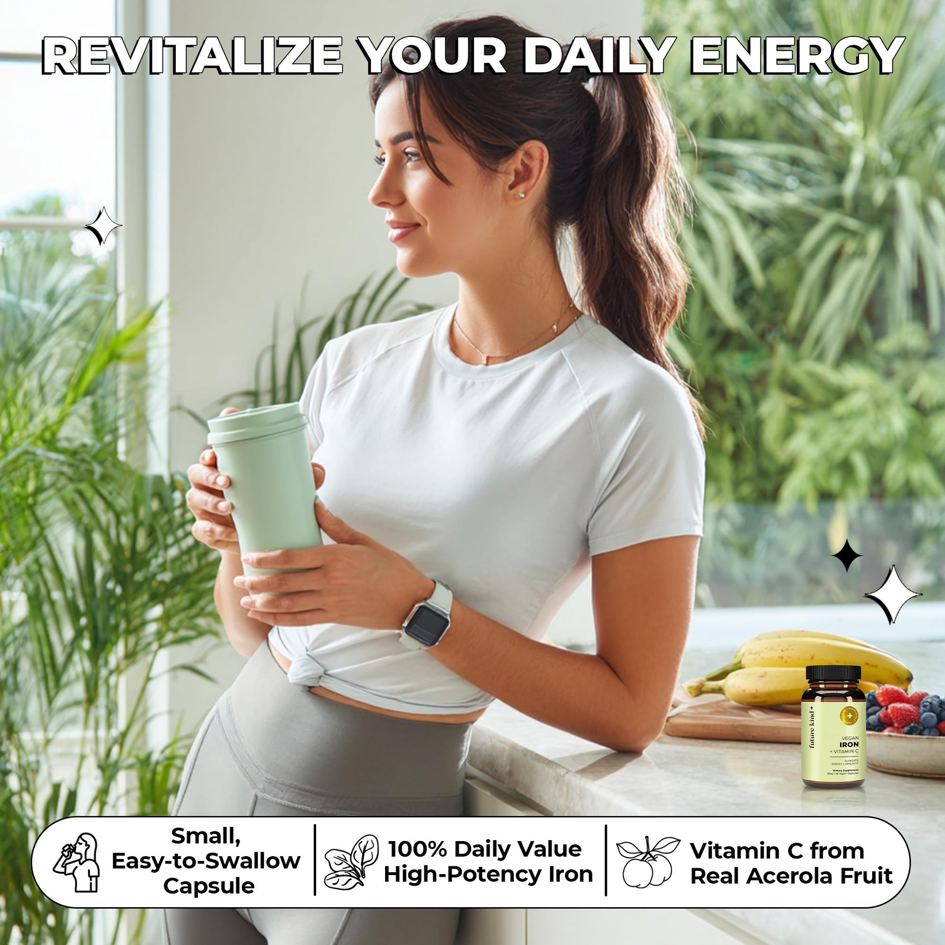 Future Kind Iron Supplement for Women and Men, Daily Energy & Focus, Chelated Iron Bisglycinate, 18mg 100% DV with Vitamin C for Absorption - Gentle on Stomach, Non-GMO Vegan Capsules, 30 Day Supply Future Kind uk supplements