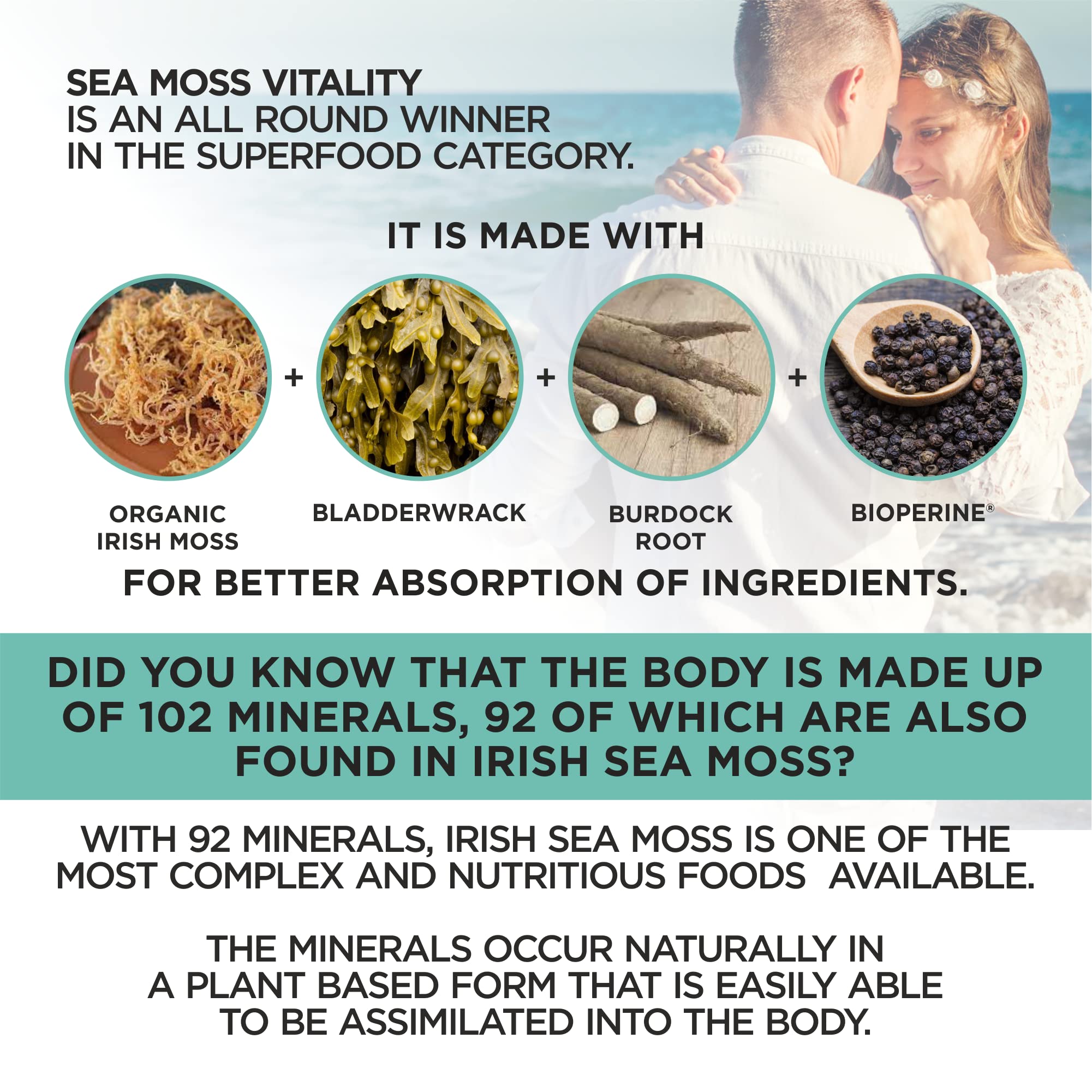 HerbaMe Organic Irish Sea Moss with Bladderwrack, Burdock Root & Black Pepper Extract HerbaMe uk supplements