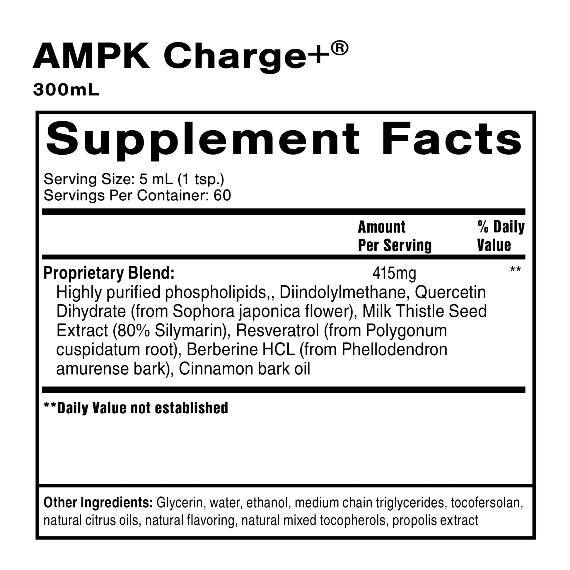 Quicksilver Scientific AMPK Charge+ - Support The Benefits of Intermittent Fasting, Carb Restrictive + Keto Protocols - Promotes Energy Production, Fat Breakdown + Healthy Aging (10.14oz / 300ml) Quicksilver Scientific uk supplements