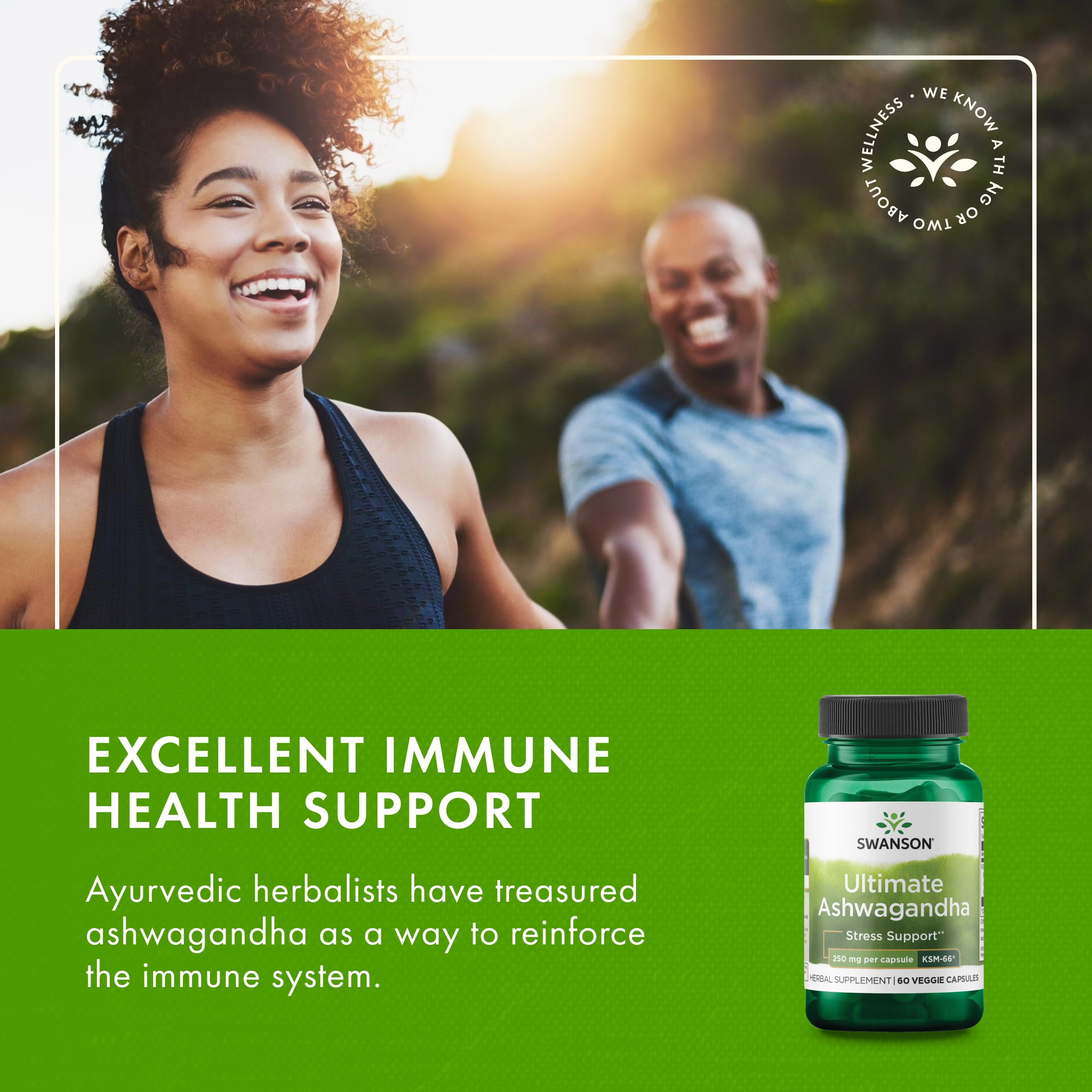 Swanson Ultimate Ashwagandha KSM-66 - Herbal Supplement Supporting Healthy Stress Levels & Relaxation - Natural Formula to Promote a Calm & Relaxed Mindset - (60 Veggie Capsules, 250mg Each) Swanson uk supplements