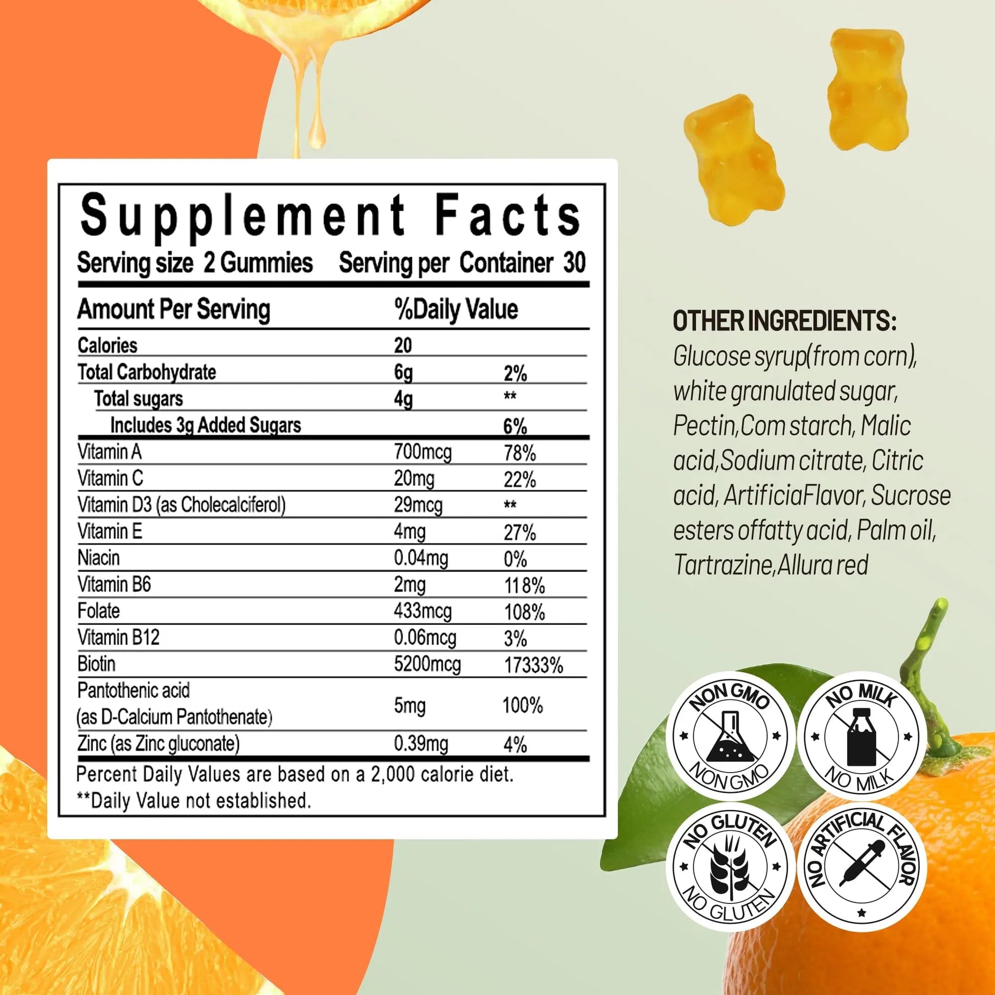 Faroromy Multivitamin Gummies for Adult 5200mcg Biotin, Citrus Flavored Daily Multivitamins with Vitamins A, C, D3, E, B6 and B12 Faroromy uk supplements