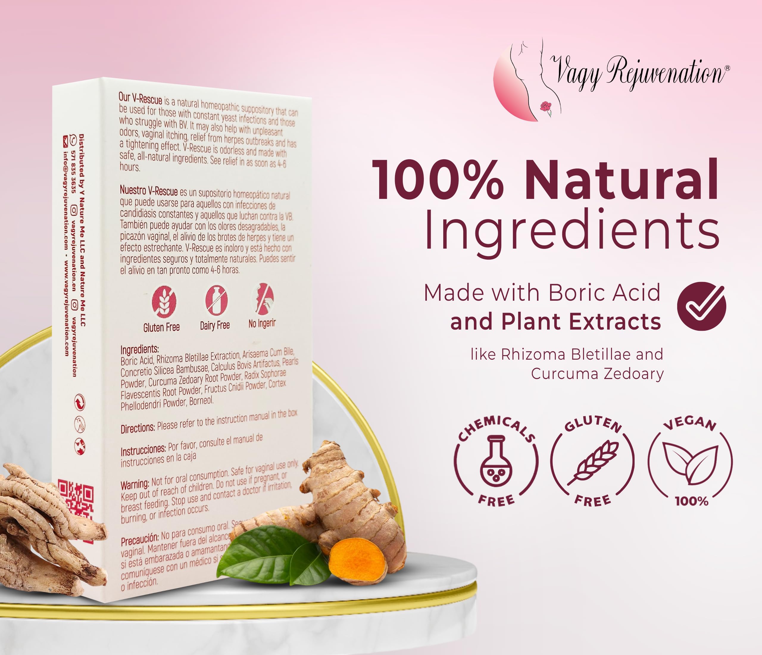 Vagy Rejuvenation V-Rescue - 500 mg Boric Acid 14 Vaginal Applications - Feminine Health Vagy Rejuvenation uk supplements
