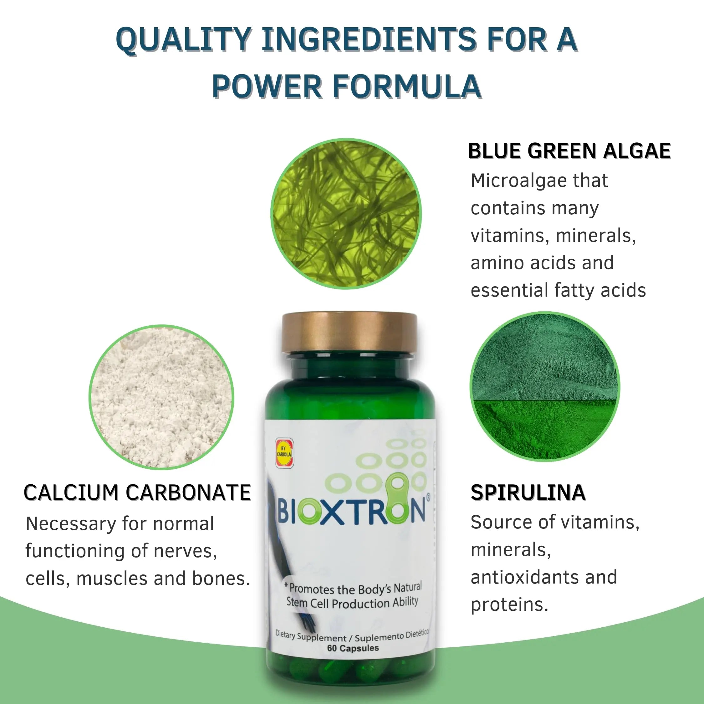 Bioxtron Natural AFA Stem Cell Supplement - Joint Support & Muscle Pain - Immune System Support - Support Energy Levels - Natural Blue Green Algae Spirulina - Pack of 2-120 Caps Bioxtron uk supplements