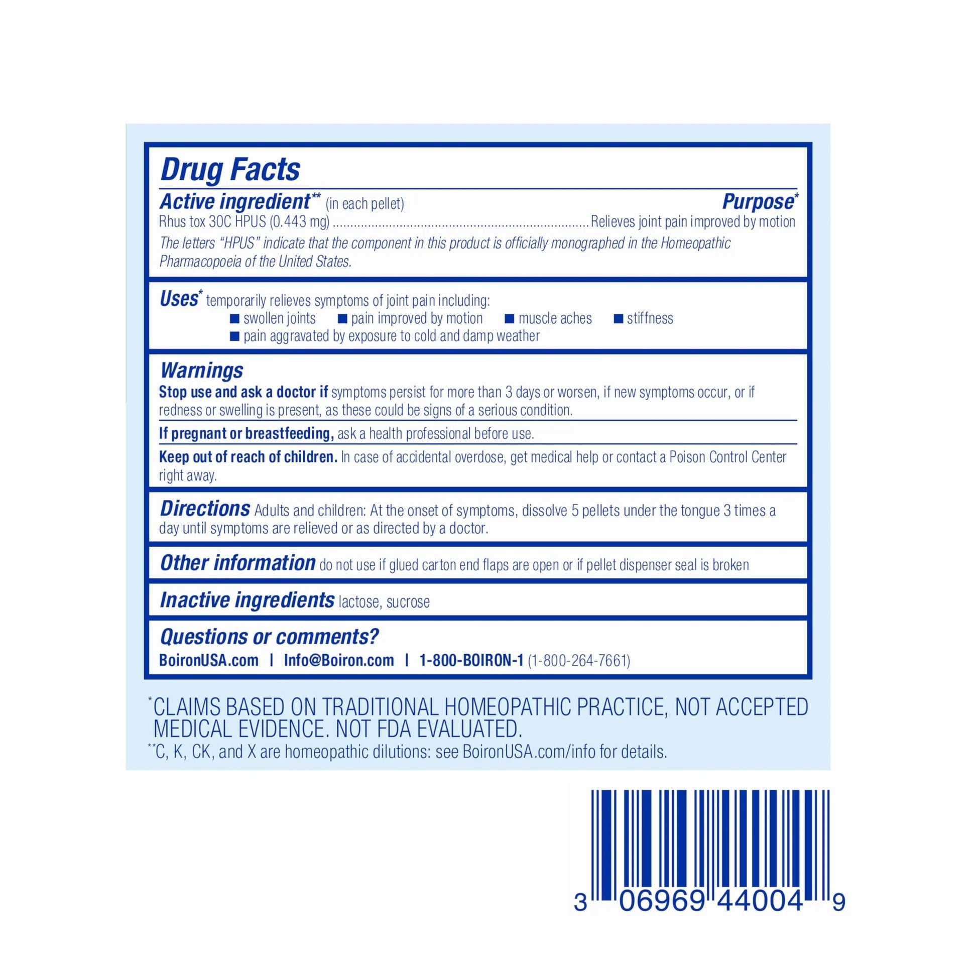 Boiron Rhus Tox 30C Homeopathic Medicine for Relief from Joint Pain, Muscle Aches, Swollen or Stiff Joints, and Weather Related Aches - 3 Count (240 Pellets) Boiron uk supplements