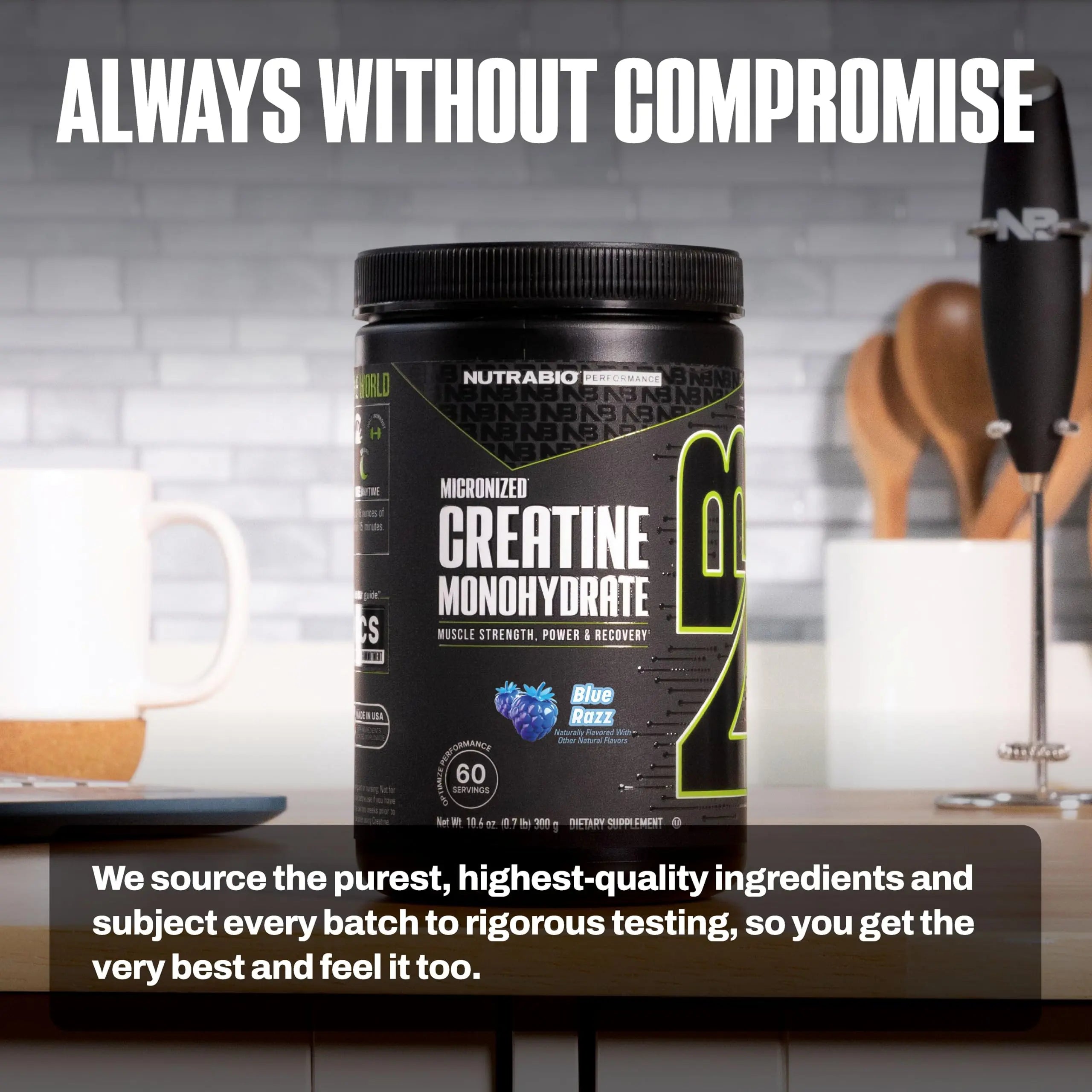 NutraBio Pure Micronized Creatine Monohydrate Powder Supplement, Blue Razz (300 g) - Supports Bulk Muscle Energy, Recovery, and Strength - HPLC Tested Creatine Powder Supplement for Men and Women NutraBio uk supplements