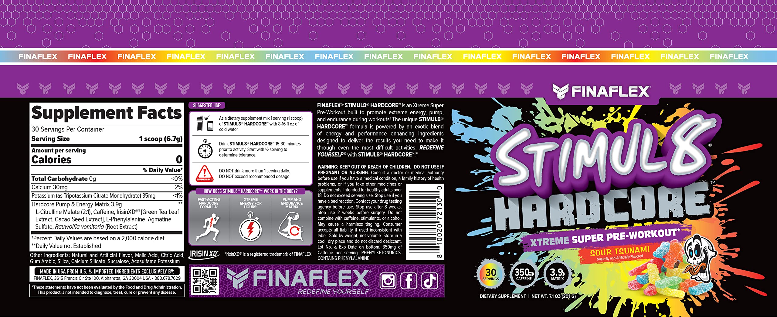 FINAFLEX STIMUL8 Hardcore, Sour Tsunami - Extreme Energy, Strength & Endurance FINAFLEX uk supplements