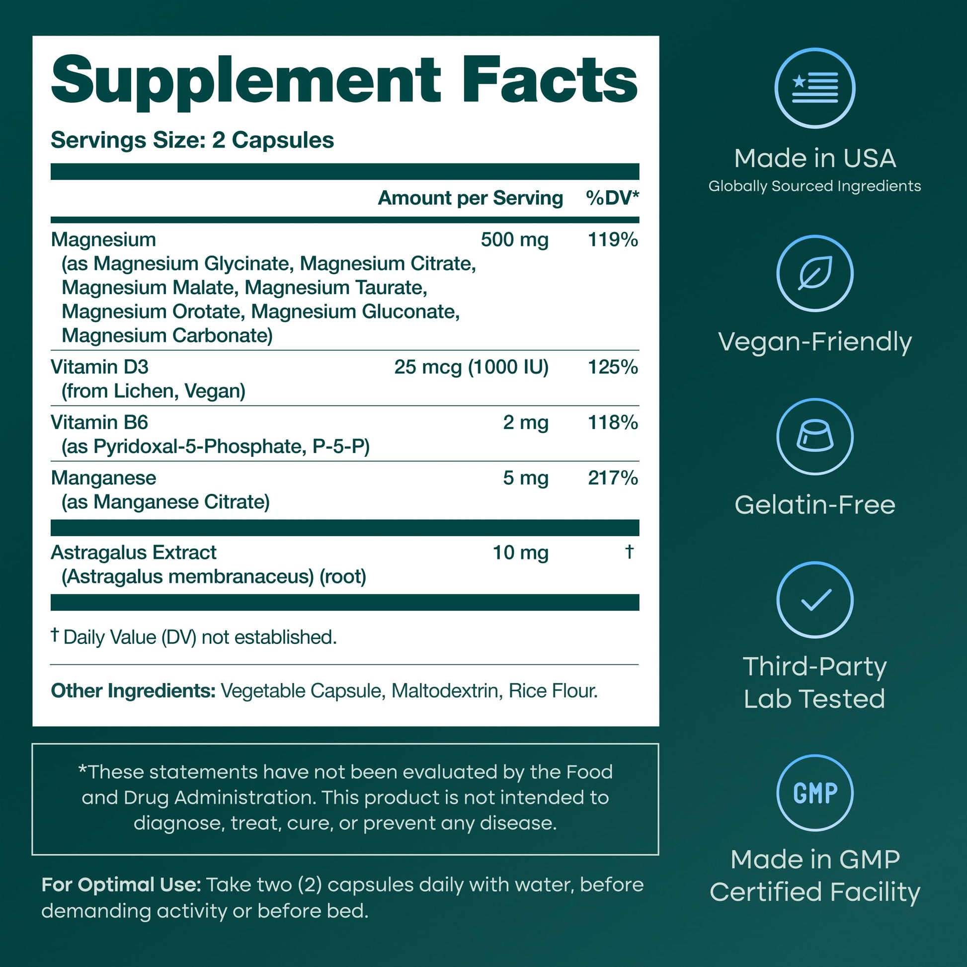 Magnesium Glycinate Complex 500mg (7-in-1) with D3, B6 (P5P) & Manganese - Multi-Form Blend - Supports Sleep & Muscle Health [Oxide-Free] Etta Vita uk supplements