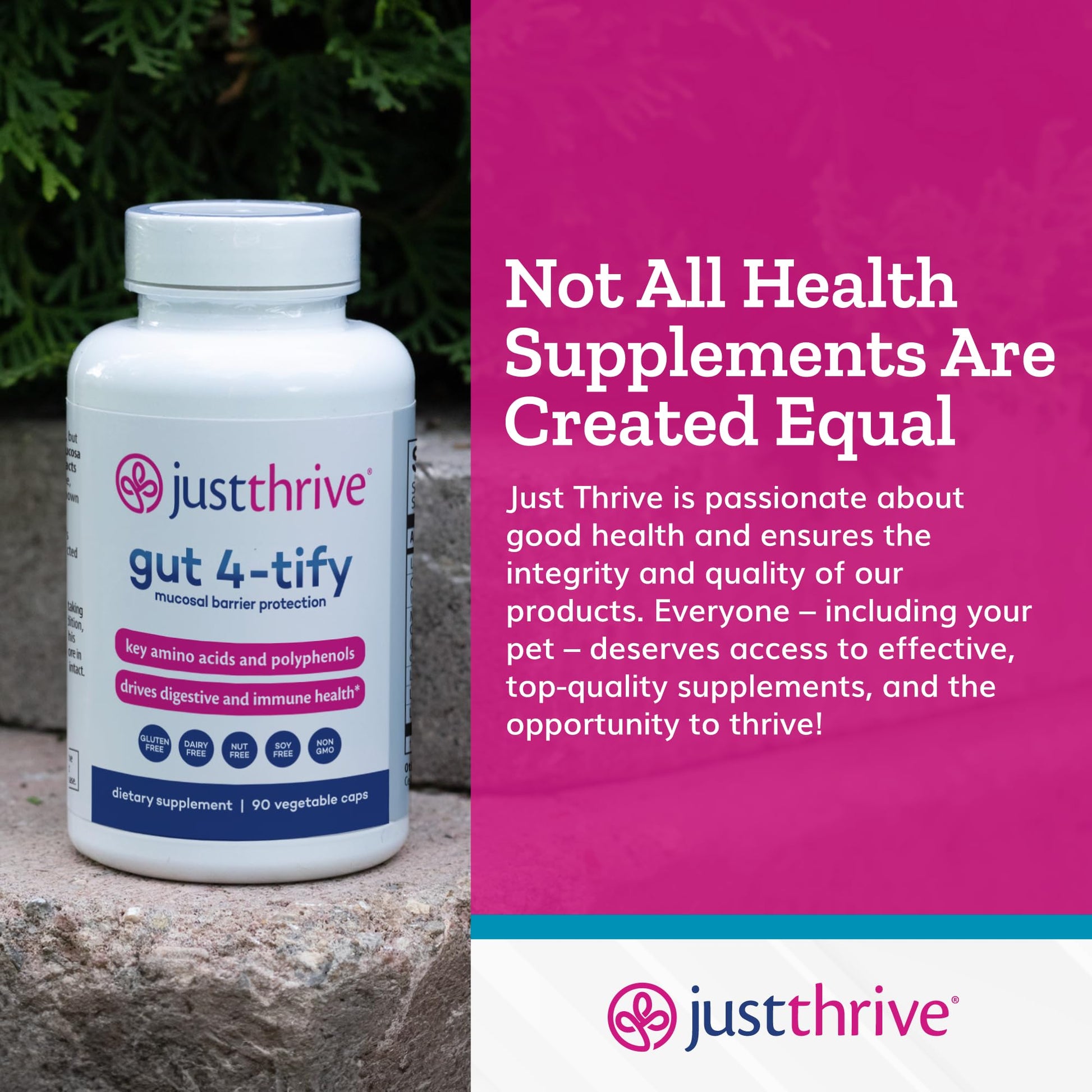 Just Thrive Gut 4-tify - Gut Health Supplements for Women and Men - Anti Bloat, 90 Vegetable Capsules Just Thrive uk supplements