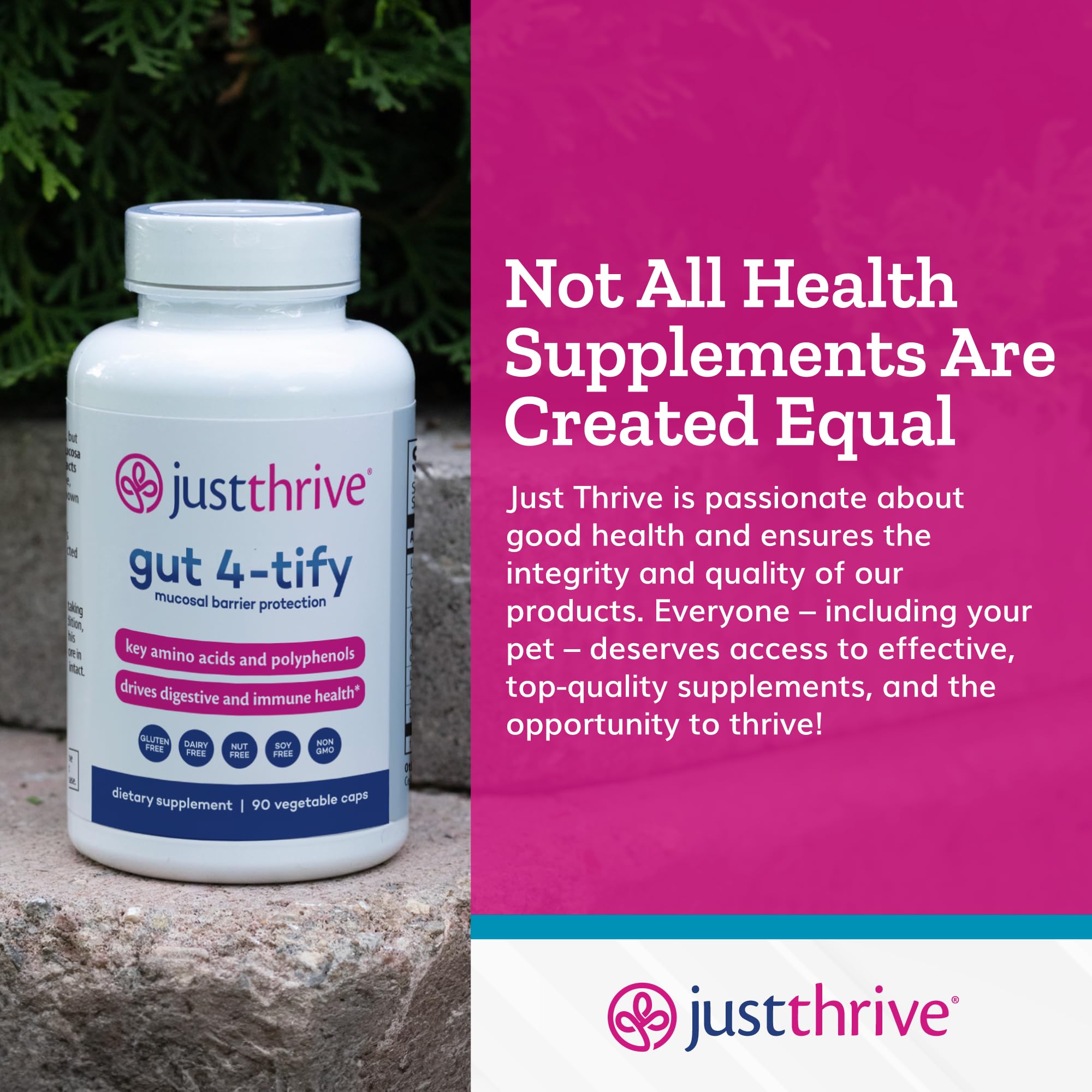 Just Thrive Gut 4-tify - Gut Health Supplements for Women and Men - Anti Bloat, 90 Vegetable Capsules Just Thrive uk supplements