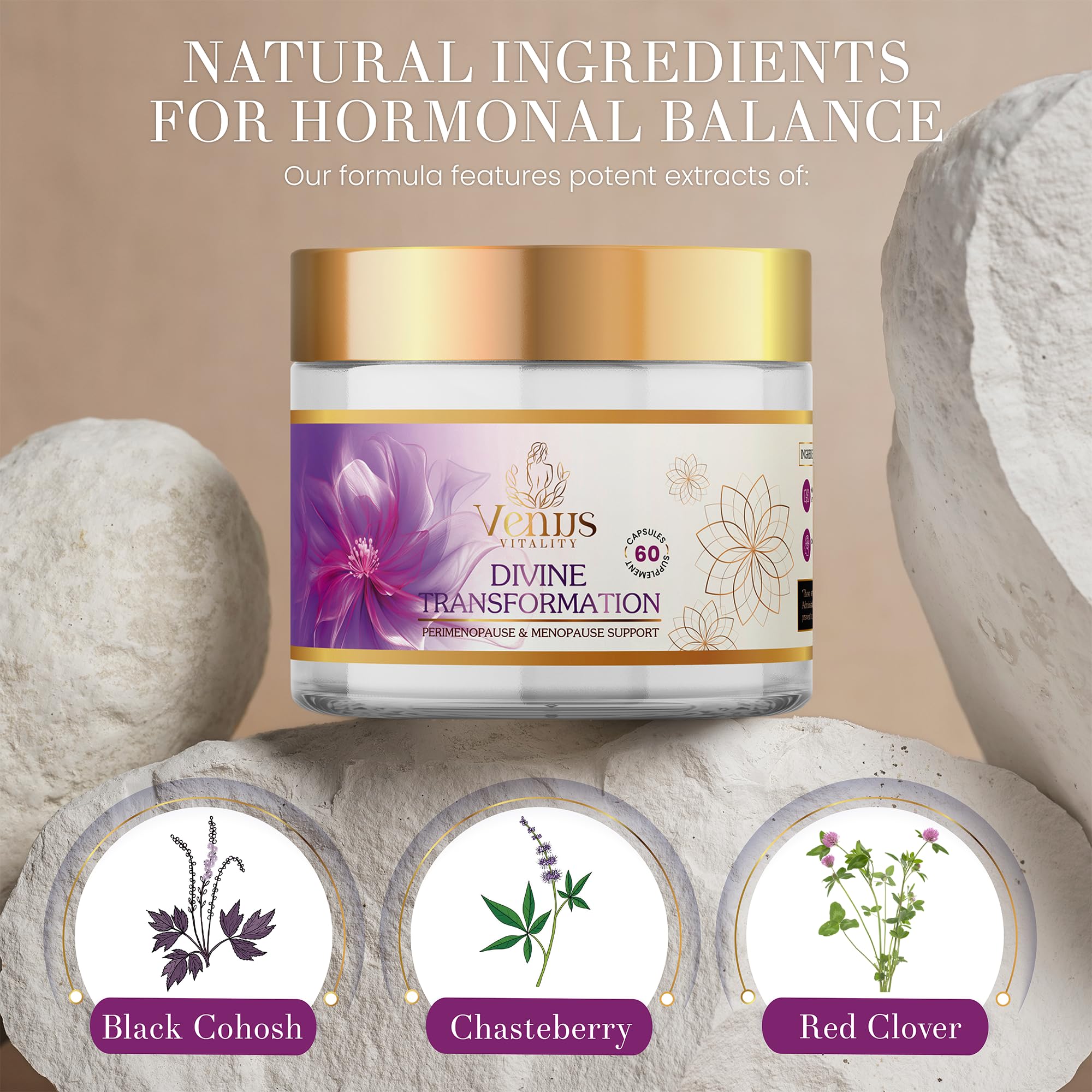 Menopause Supplements for Women - Female Hormone Balance & Immune Support - Mood Swings & Restful Sleep - Valerian Root & Saw Palmetto - Black Cohosh for Menopause Hot Flashes Relief - 60 Capsules Venus Vitality uk supplements