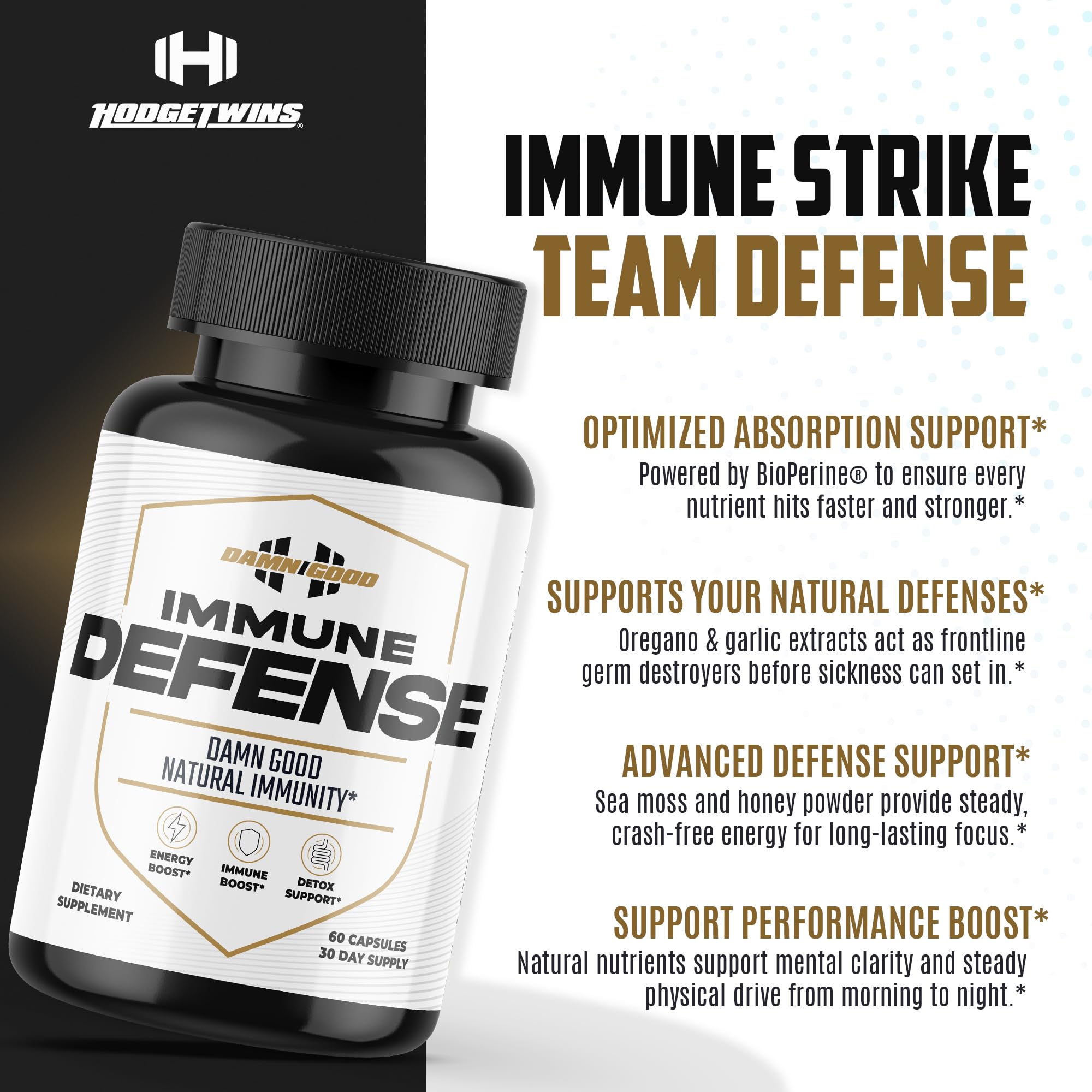 DAMN GOOD The Hodge Twins Immune Defense Supplement (60 Capsules) – Sea Moss Blend Capsules for Everyday Balance, Digestive Support, and Whole-Body Wellness with Vitamins, Minerals, and Botanicals DAMN GOOD uk supplements