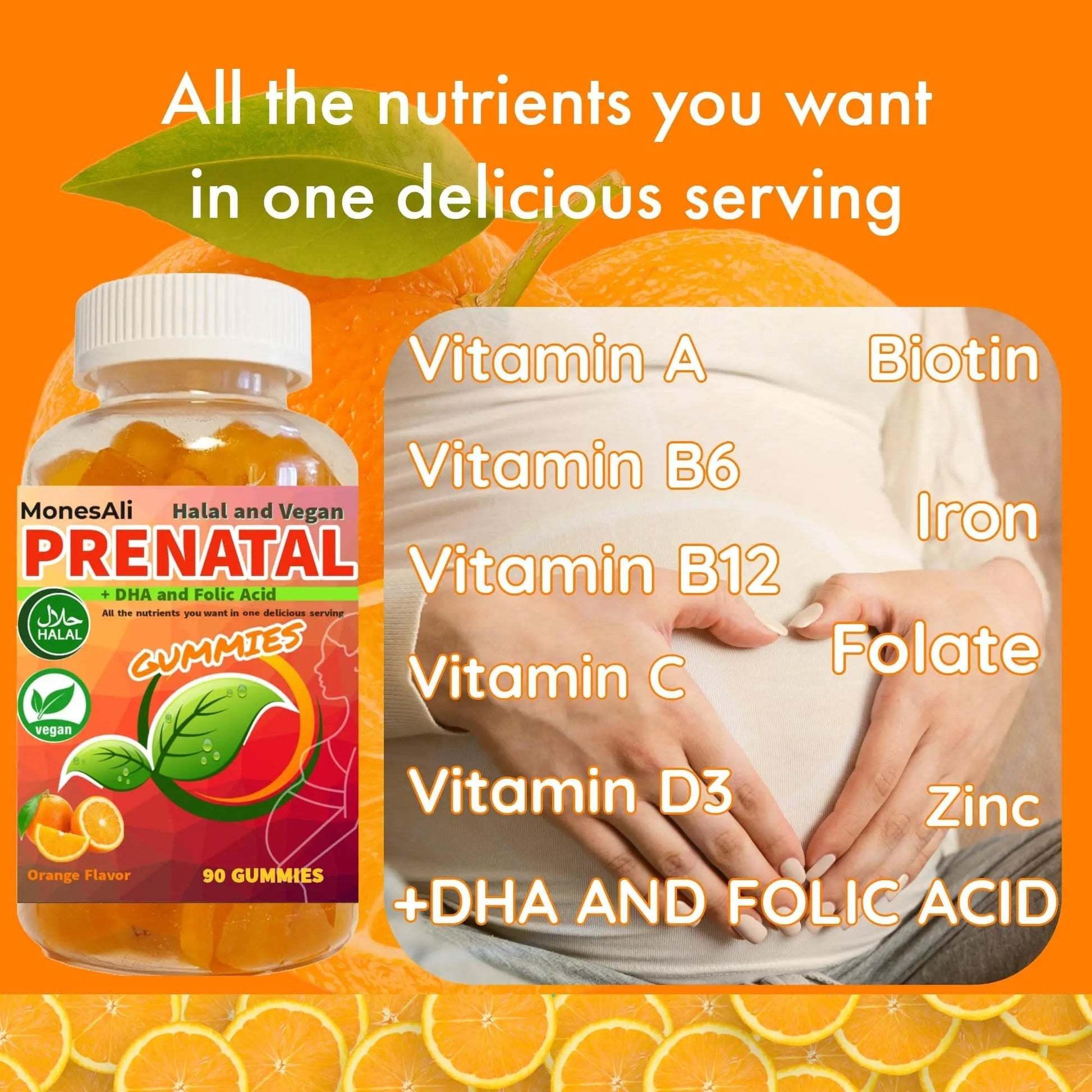 MonesAli Prenatal Gummies for Women Vitamins| & Postnatal | Vegan, Halal, Gelatin Free | with Folate, Iron & Biotin | MonesAli uk supplements