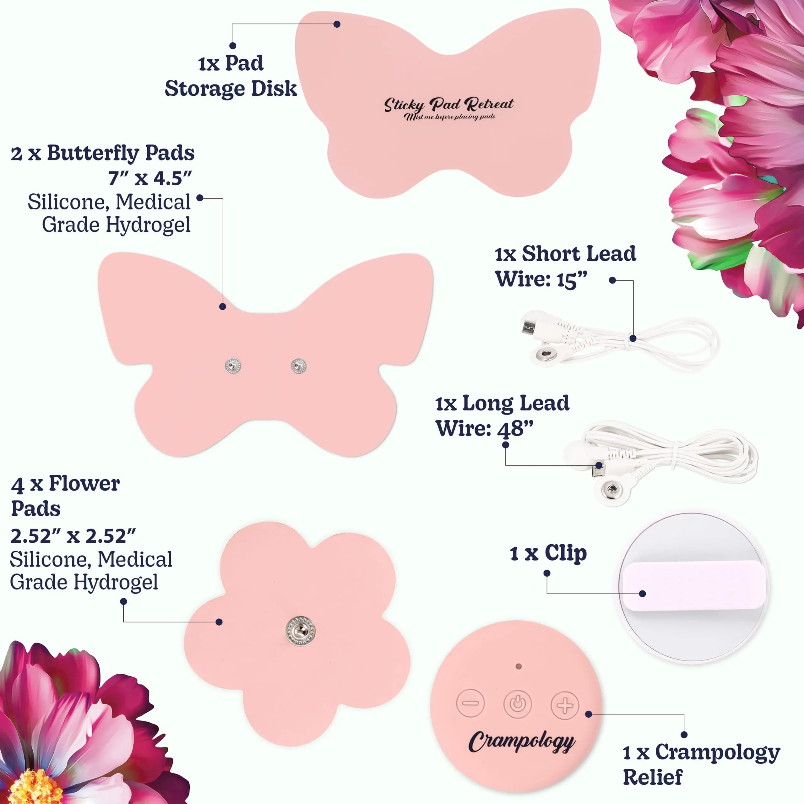 Crampology Relief Pink-Period Cramps Pain Relieving Device, Cramp Massager for Menstrual and Lower Back Ache, Reduces Endometriosis Discomfort, PMS TENS Unit, Wireless or Wired, Natural Cycle Support Crampology uk supplements