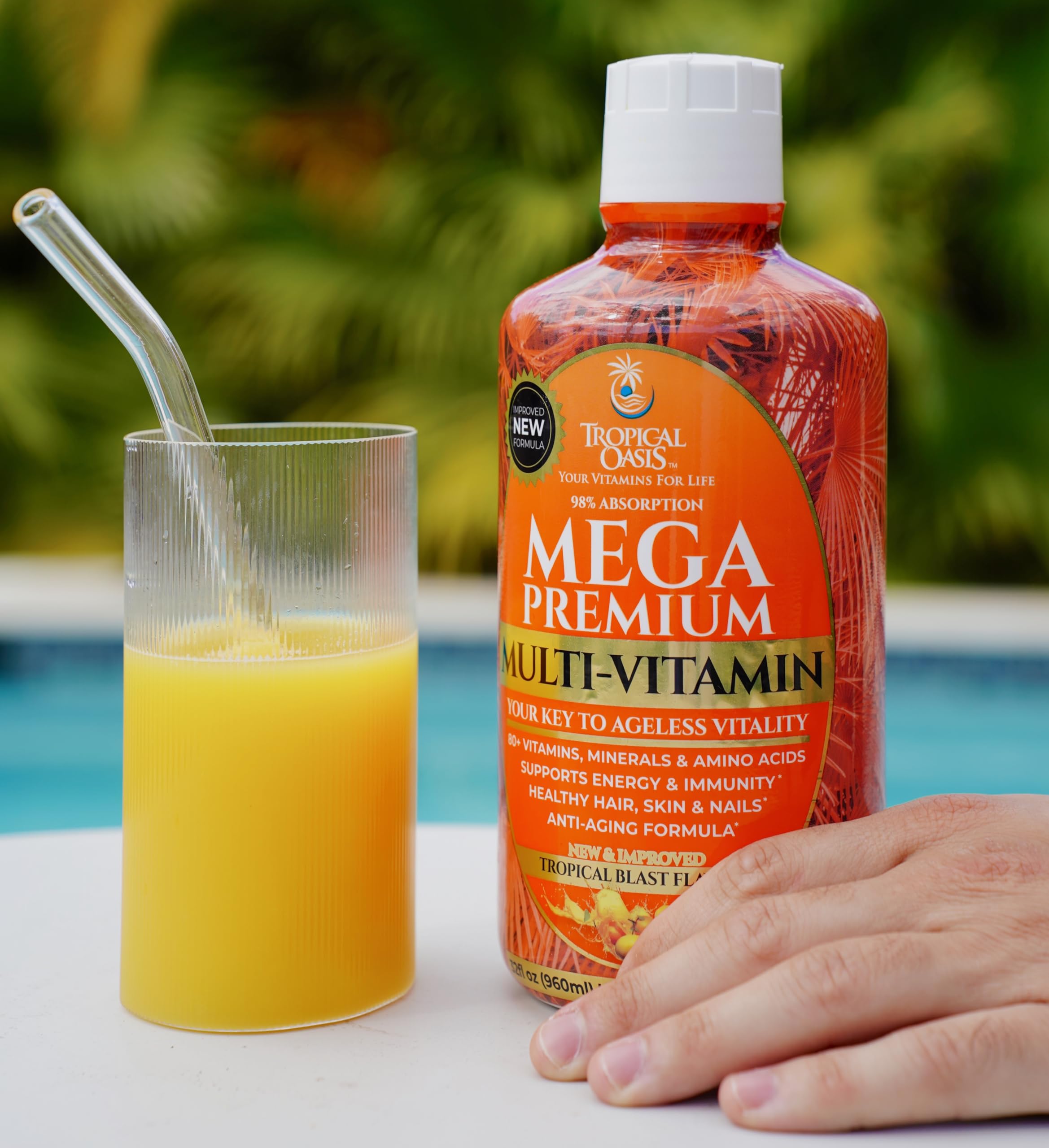 Mega Premium Liquid Multivitamin | Natural Immune Support Vitamin w/ 1333% Vitamin C, 200% D3, Zinc + 20 Vitamins, 70 Minerals, & 21 Amino Acids | Sugar Free | Orange Flavor | 98% Absorption | 32 Serv Tropical Oasis uk supplements