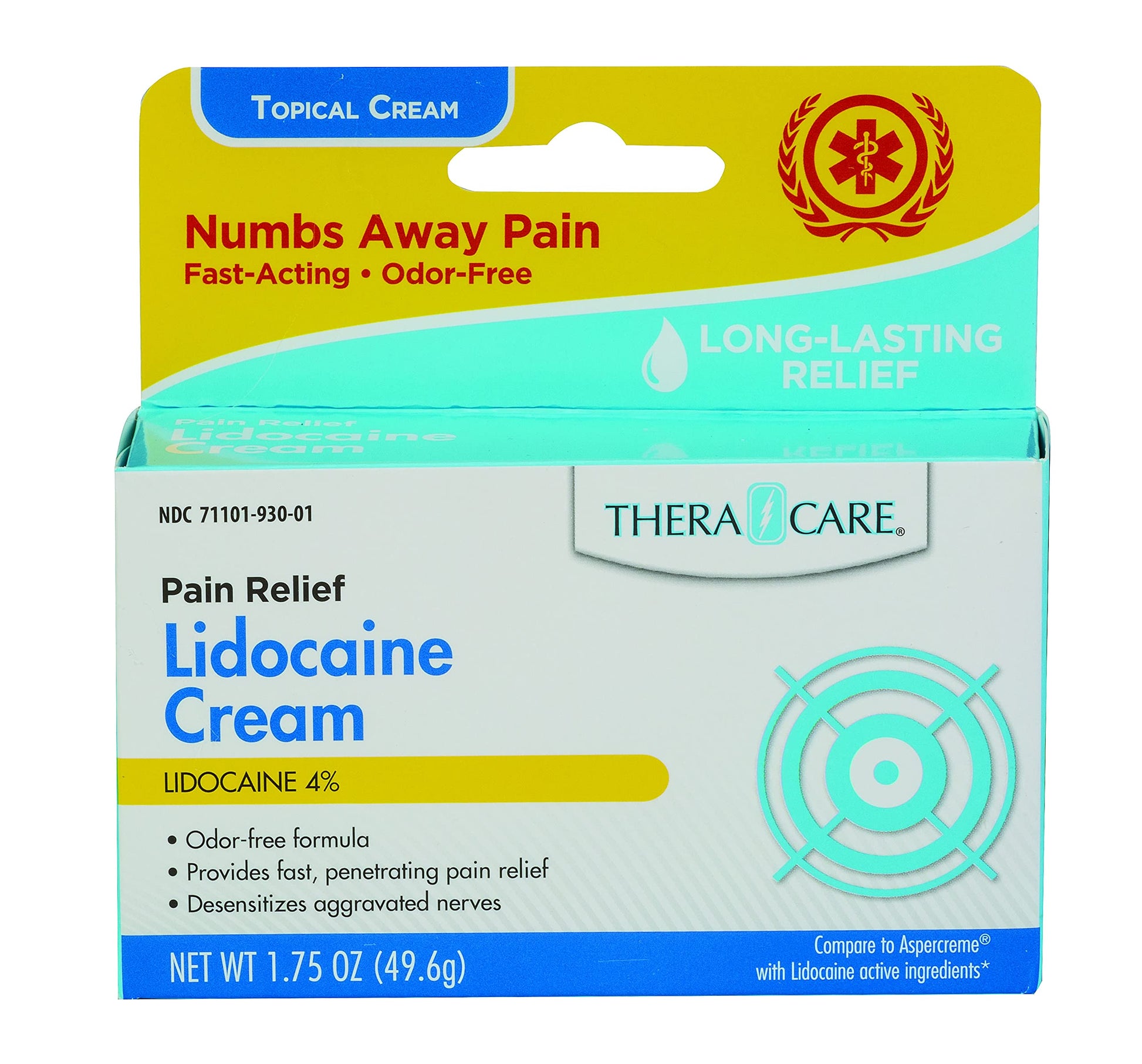 Thera|Care Maximum Strength OTC Lidocaine Cream | Numbs Away Pain | Long-Lasting Relief | Non-Greasy | 1.75 Oz Thera Care uk supplements
