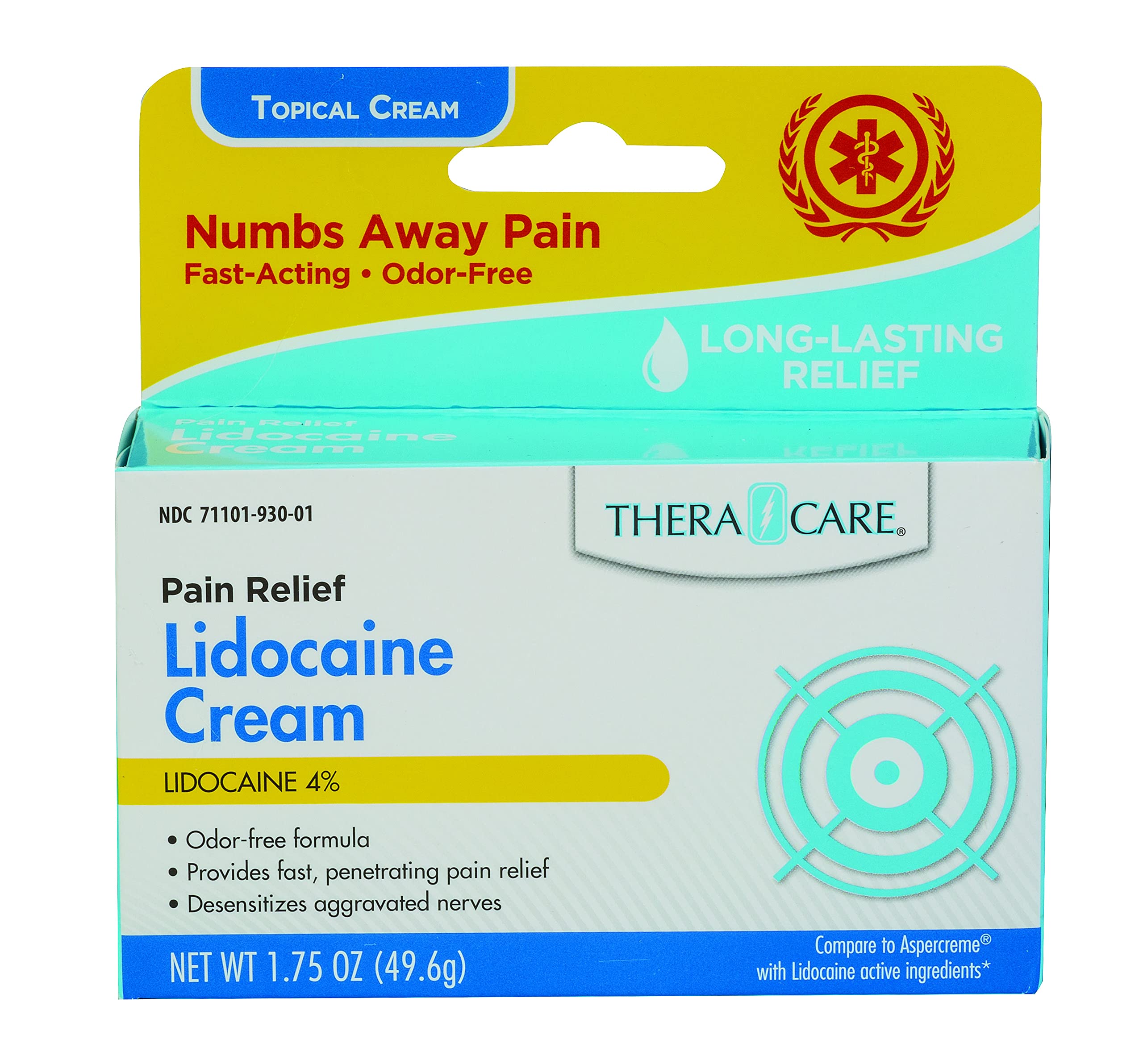 Thera|Care Maximum Strength OTC Lidocaine Cream | Numbs Away Pain | Long-Lasting Relief | Non-Greasy | 1.75 Oz Thera Care uk supplements