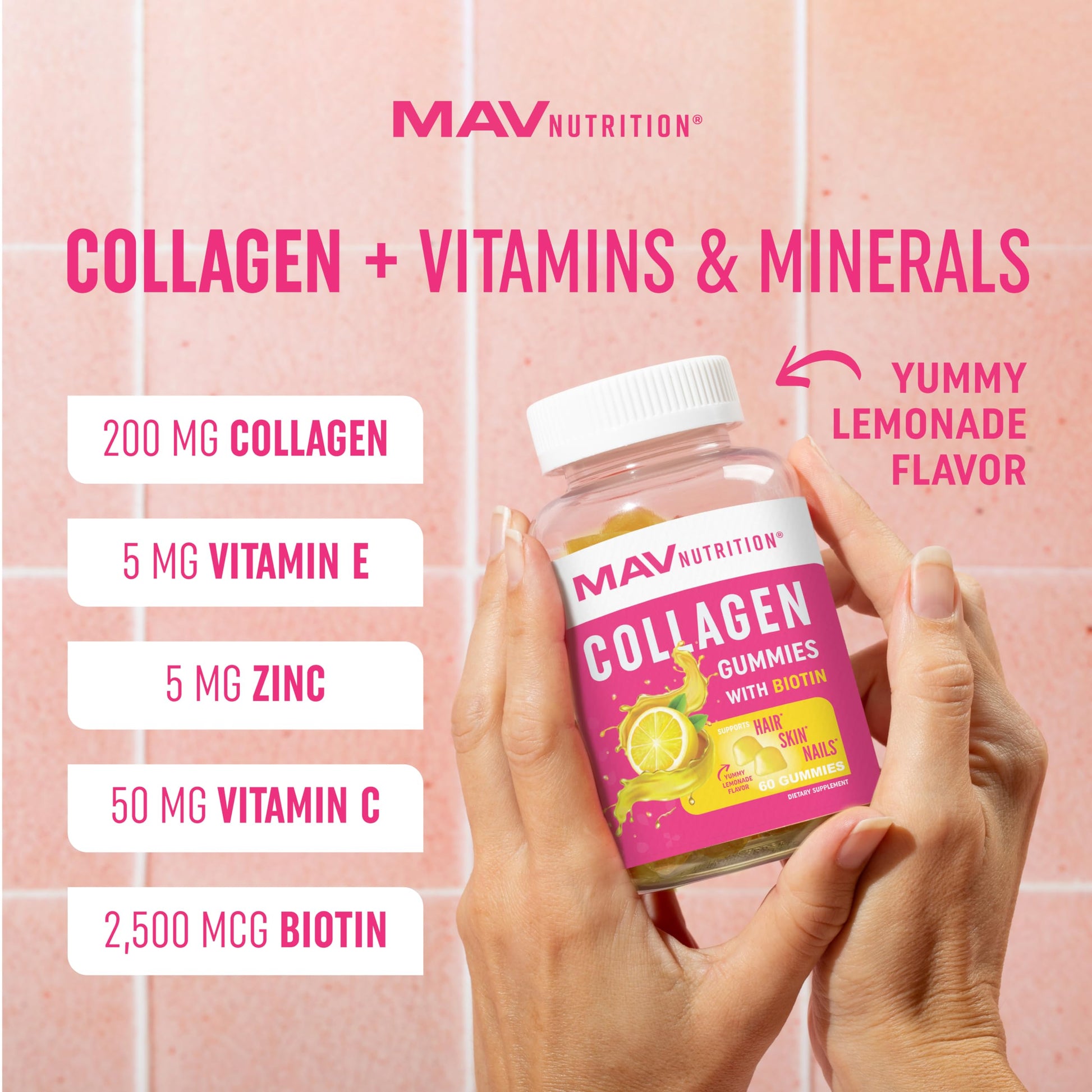 Collagen Gummies for Women | 200mg Hydrolyzed Collagen + 2500mcg Biotin, with Vitamin C, E & Zinc MAV NUTRITION uk supplements