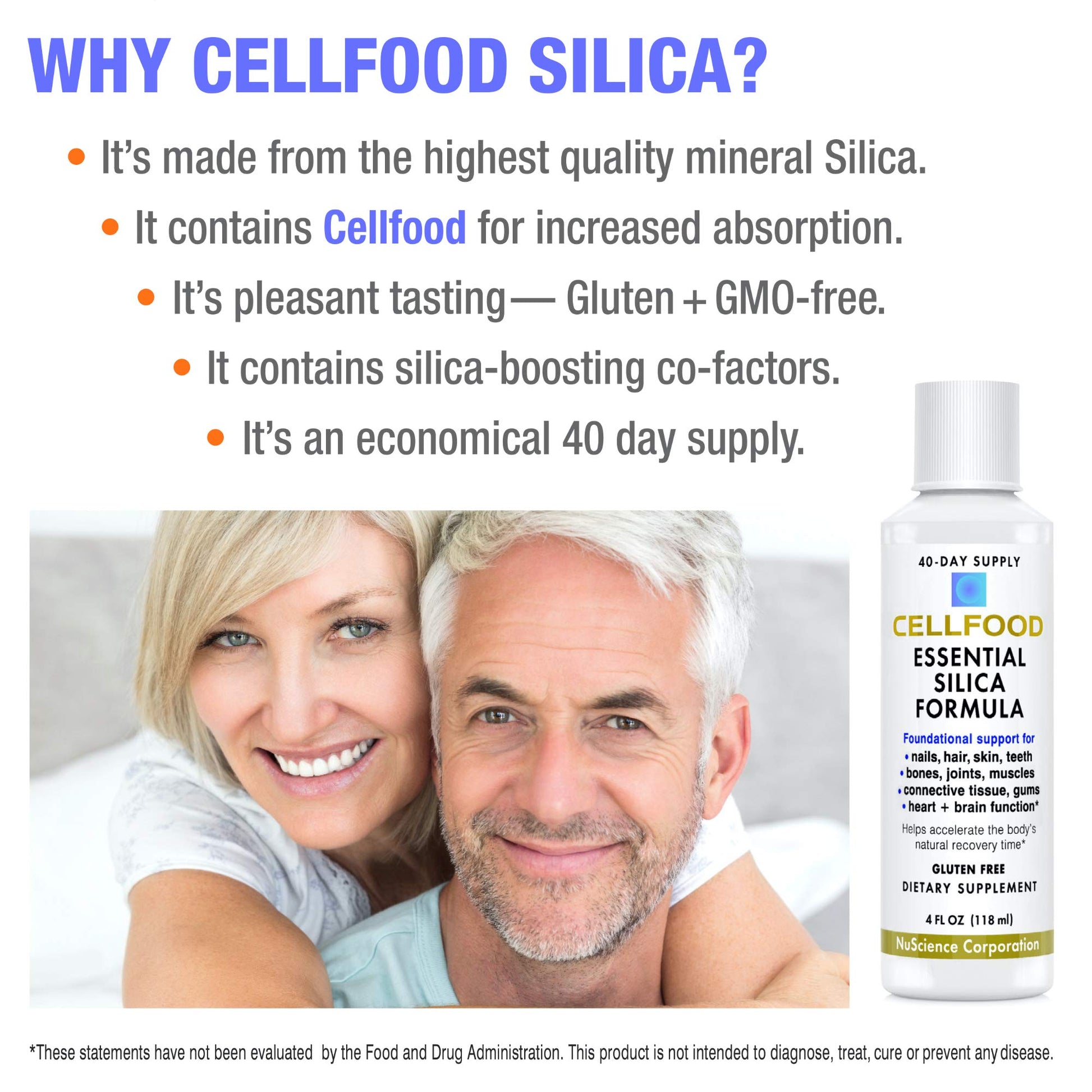 Cellfood Essential Silica Anti-Aging Formula, 4 fl oz - Supports Healthy Bones, Joints, Hair Cellfood uk supplements