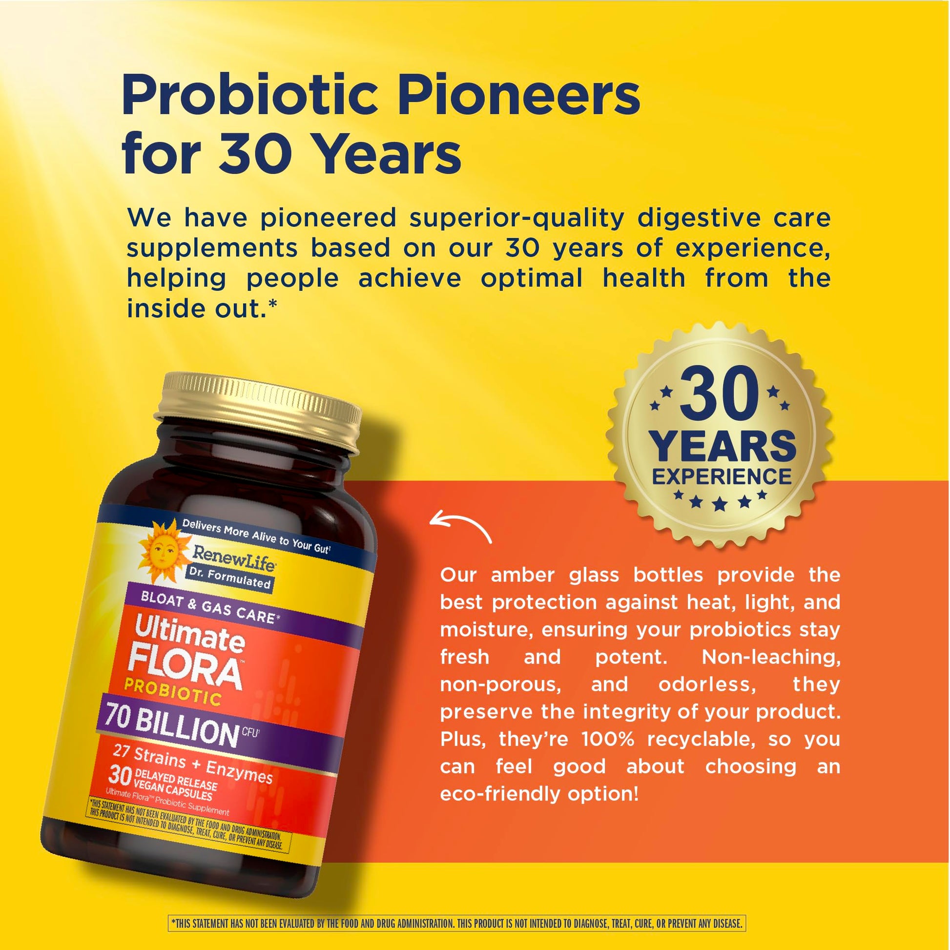 Renew Life Ultimate Flora Probiotics Bloat & Gas Support 70 Billion CFU Delayed Release Vegan Capsules | Doctor Formulated | Digestive Health | Immune Health | Dairy Free | 30 Count Renew Life uk supplements