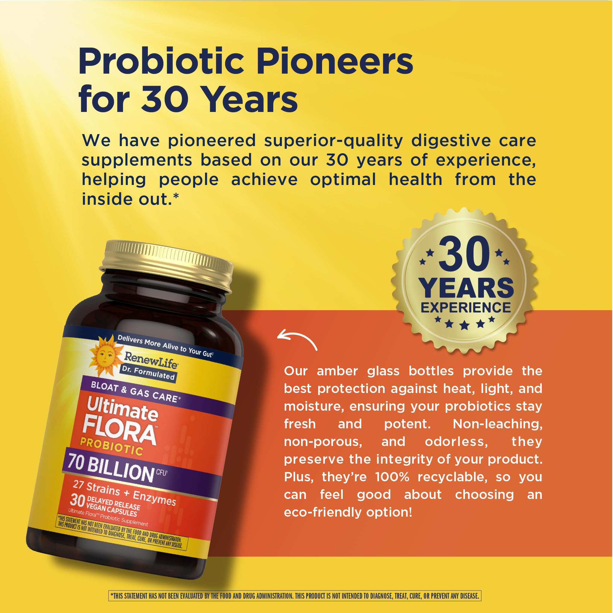 Renew Life Ultimate Flora Probiotics Bloat & Gas Support 70 Billion CFU Delayed Release Vegan Capsules | Doctor Formulated | Digestive Health | Immune Health | Dairy Free | 30 Count Renew Life uk supplements