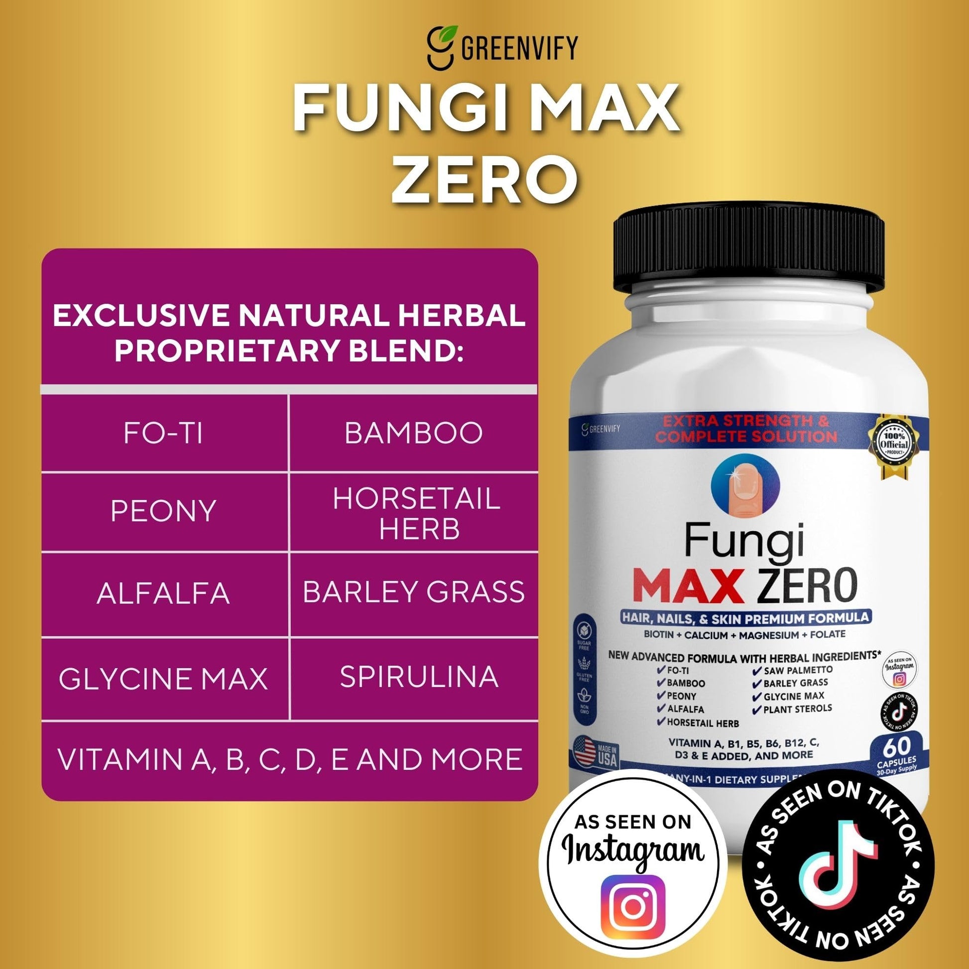 GREENVIFY Fungi Max Zero Hair, Nails & Skin Supplement. (1) GREENVIFY uk supplements