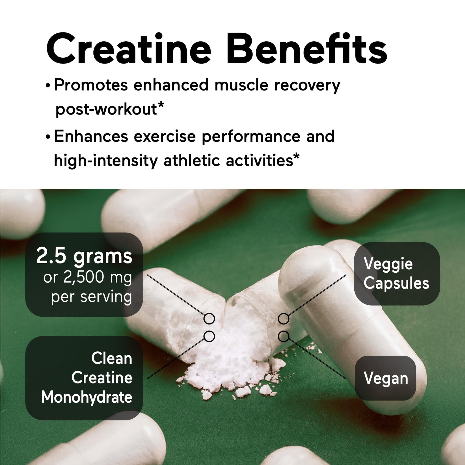 SMARTERNUTRITION Creatine Monohydrate Pills with 2500mg (2.5g) Per Serving, Vegan Capsules - Pre & Post Workout Recovery Support, Promotes Muscle Mass &. Endurance - 60 Count[30-Day Supply] SMARTERNUTRITION uk supplements