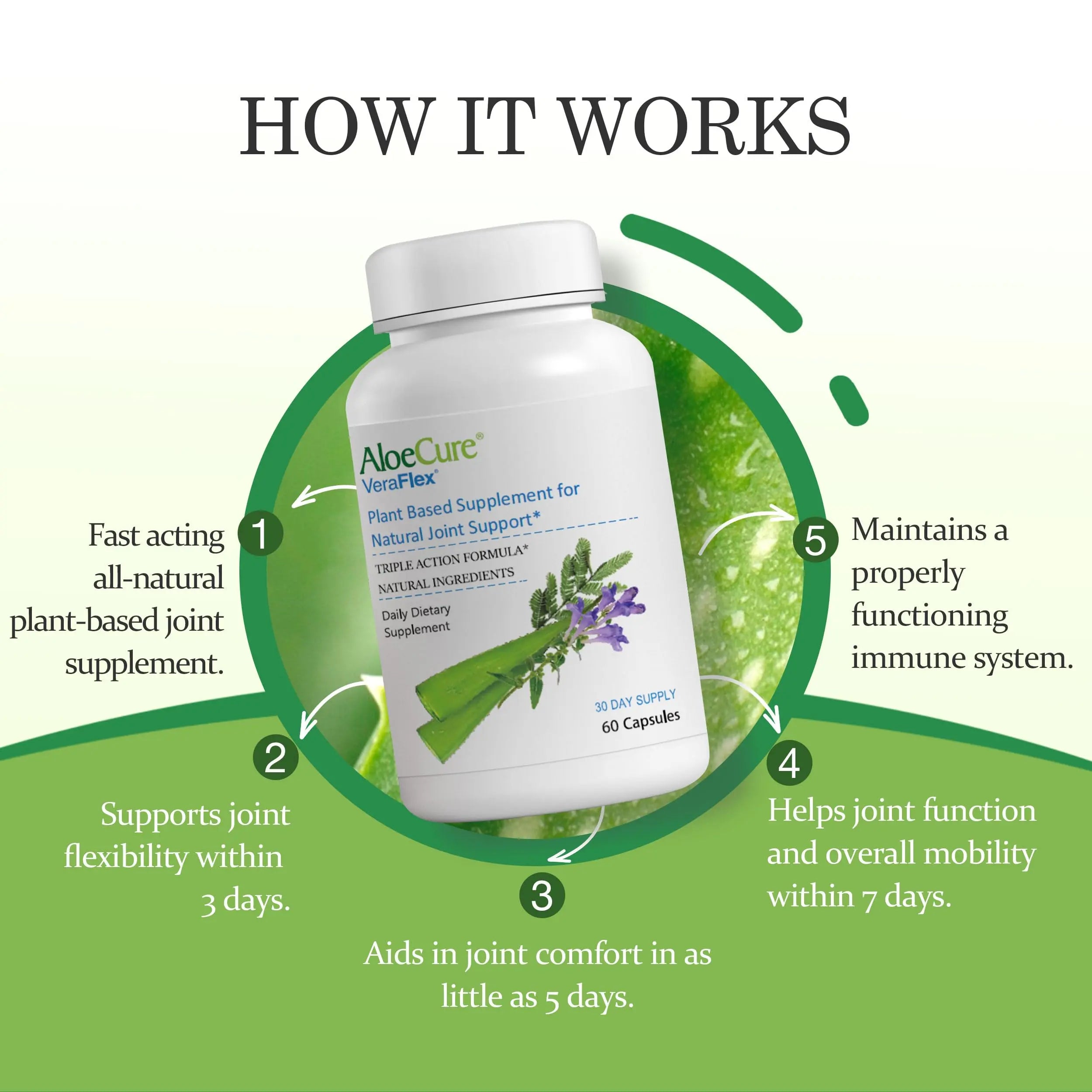 AloeCure VeraFlex Natural Joint Health, 60 Capsules, Clinically Tested Natural Plant-Based Formula to Support Comfort, Mobility and Flexibility - Featuring Organic Aloe Vera, 3-Pack AloeCure uk supplements