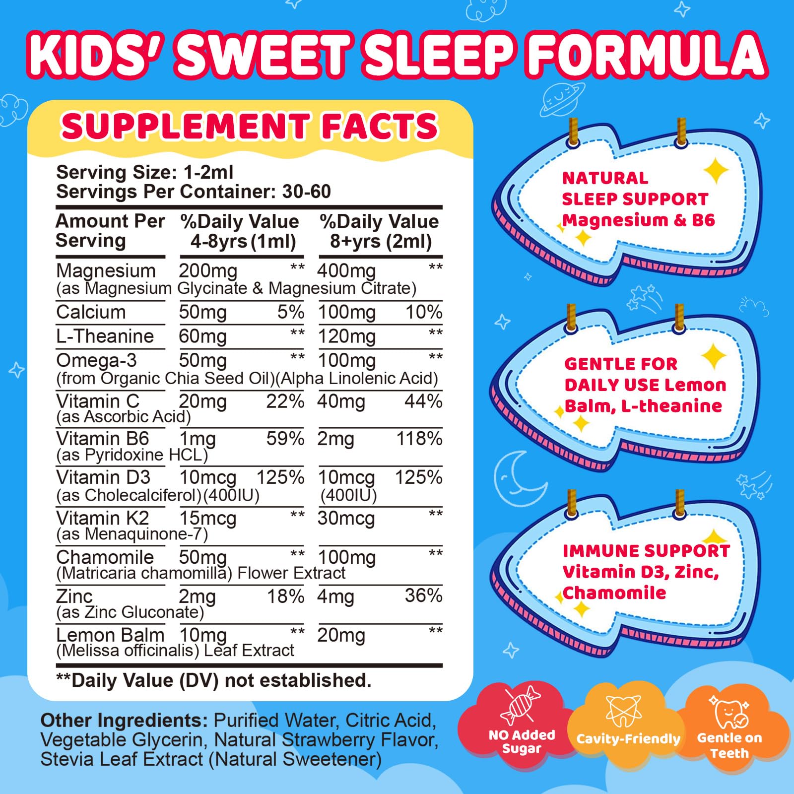 Kids Magnesium Glycinate Liquid Drops‌ – with L-Theanine, Omega-3, Vitamins B6 & D3, Zinc & Calcium – for Sleep Support, Relaxation, Focus & Brain, Bones – Strawberry Flavor, 2 Fl Oz GZ HAOYUAN uk supplements