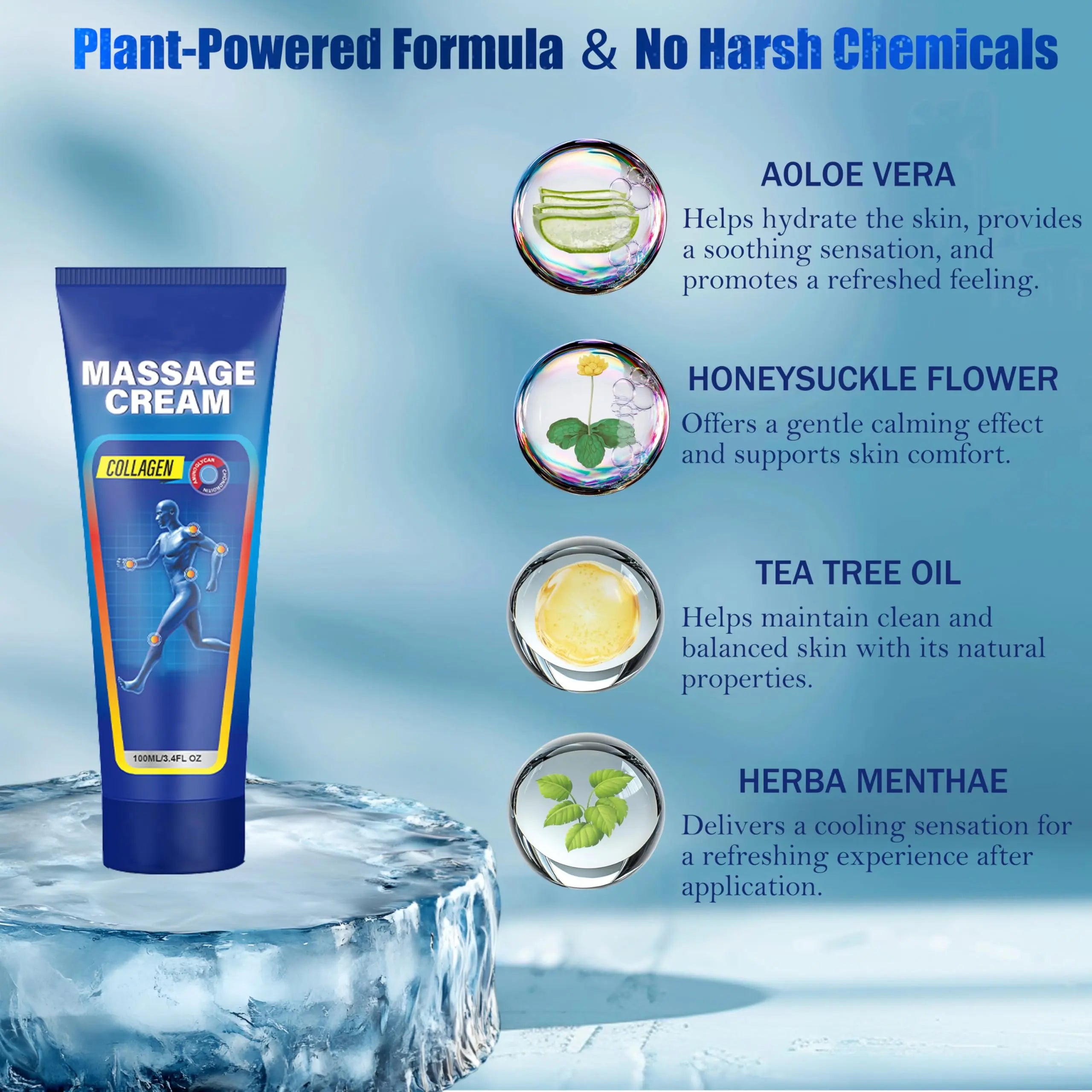 Soothing Cooling Gel for Muscle Tightness – Fast Absorbing Formula with Aloe Vera, Menthol & Tea Tree Oil | Sports & Daily Body Care Gel for Women & Men | Non-Greasy, Refreshing Feel (100ML/3.4oz) MIsiyuo uk supplements