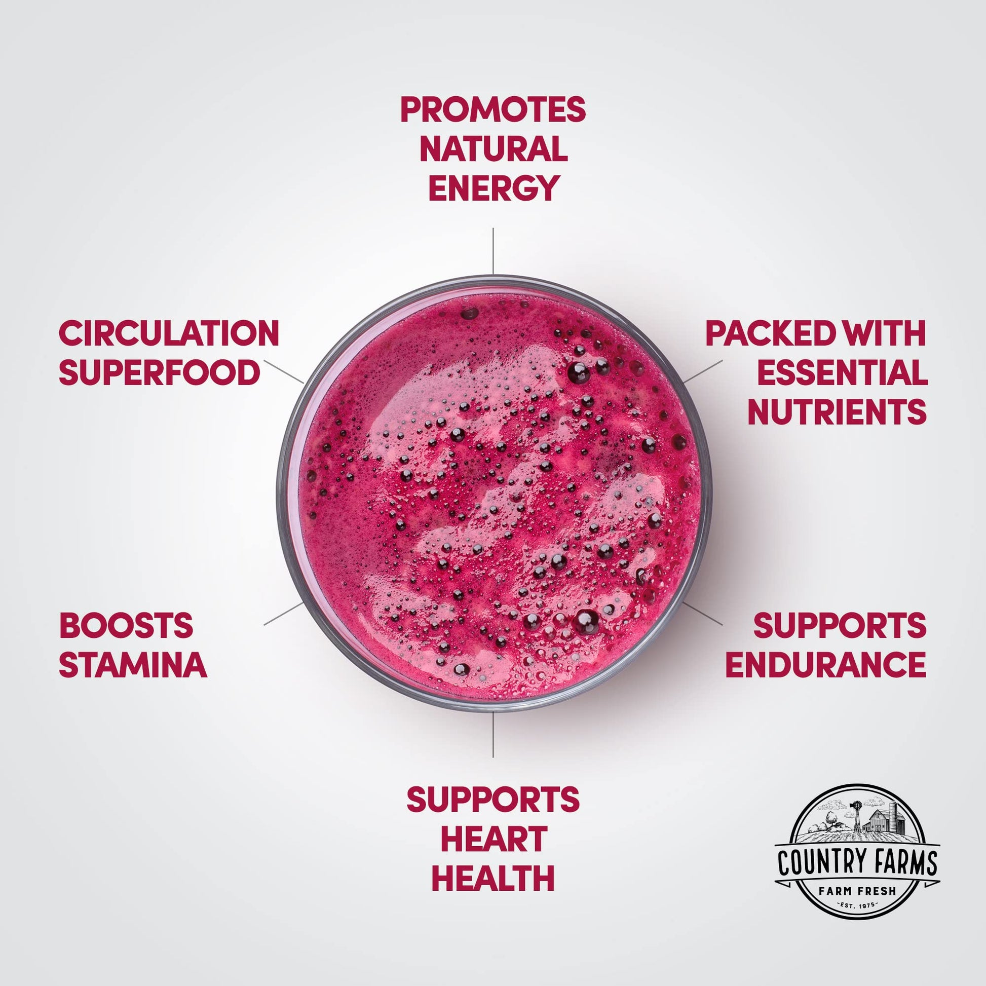 Country Farms Bountiful Beets, Wholefood Beet Extract Superfood, Helps Support Healthy Circulation and Promote Energy Country Farms uk supplements