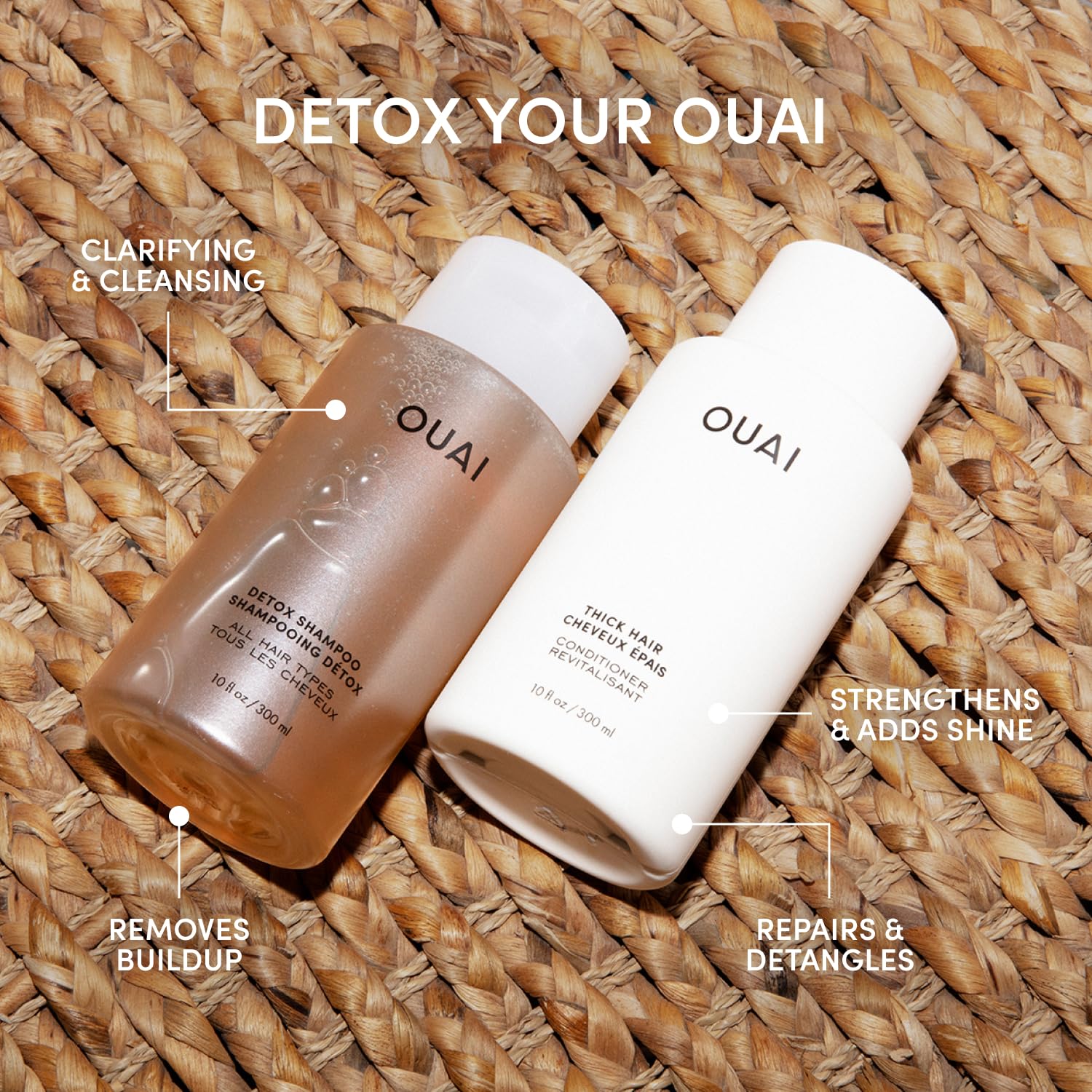 OUAI Detox Shampoo & Thick Hair Conditioner Bundle - Clarifying Shampoo for Build Up, Dirt, Oil, Product and Hard Water & Moisturizing Conditioner for Thick Hair (2 Count) OUAI uk supplements