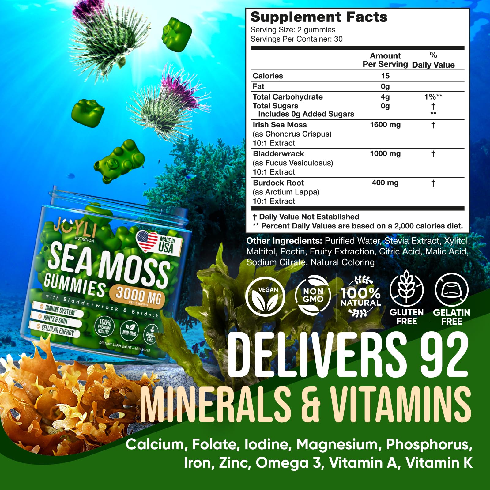 Sea Moss Gummies - Irish Seamoss Gummies for Adults & Kids - Advanced Superfood JOYLI Nutrition uk supplements
