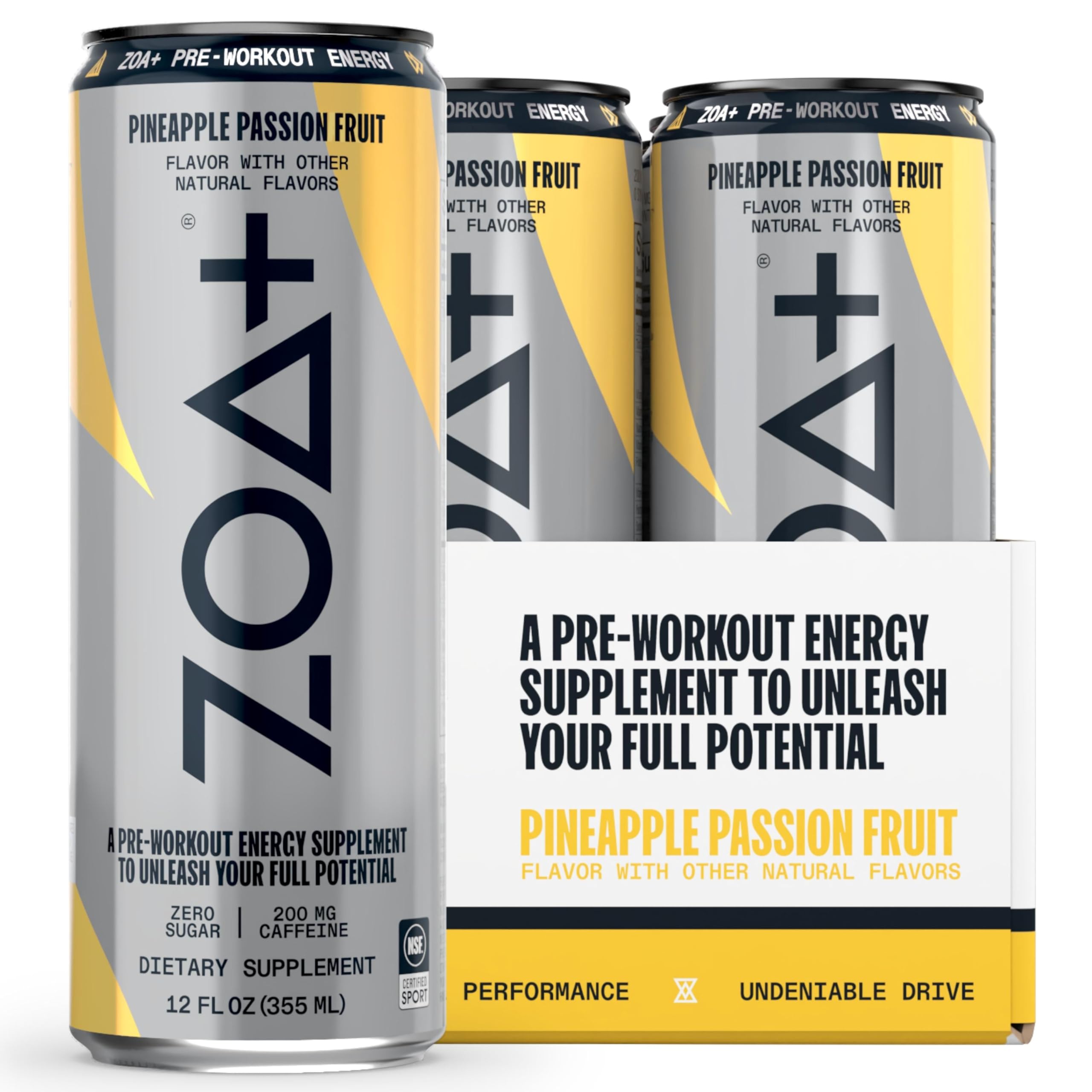 ZOA+ Pre-Workout Sugar-Free Energy Drink, Pineapple Passionfruit - Zero Sugar ZOA uk supplements