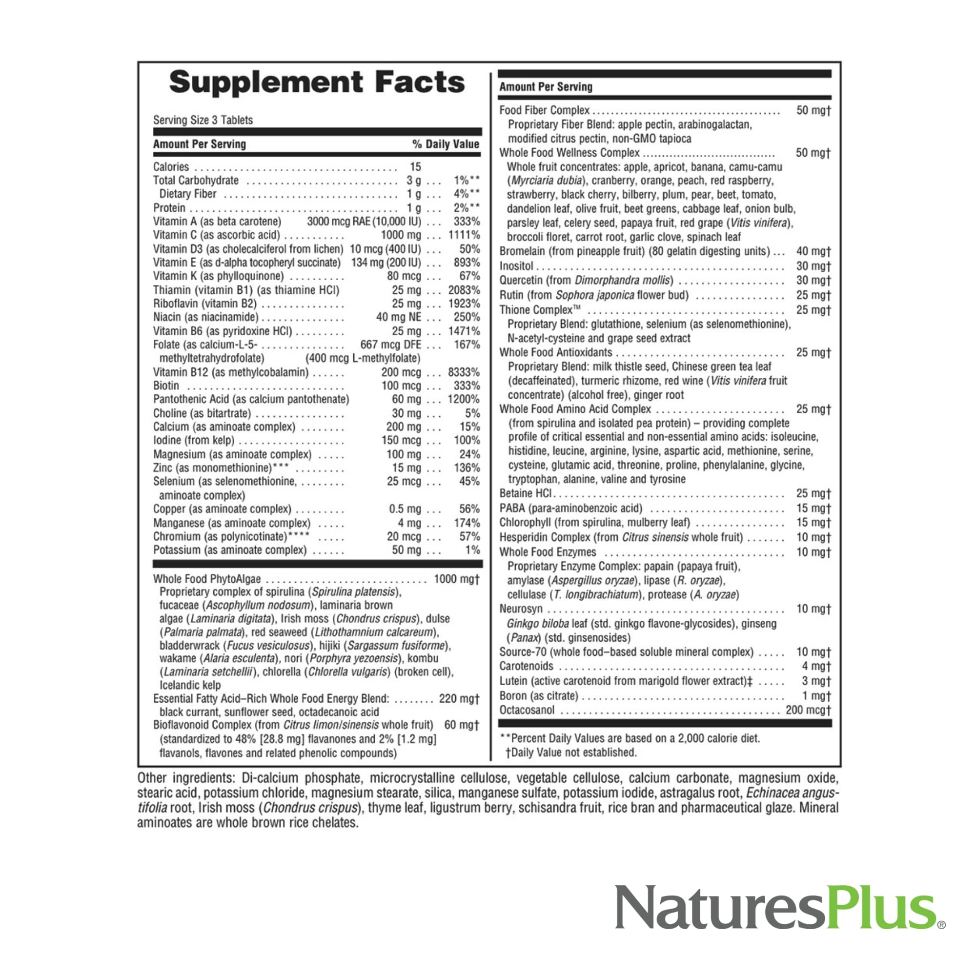 NaturesPlus Ultra Source of Life No-Iron Multivitamin - 180 Tablets - Supports Immune Health, Energy & Overall Well-Being - with Lutein & Vitamin D3 - Vegetarian & Gluten Free - 60 Servings NaturesPlus uk supplements