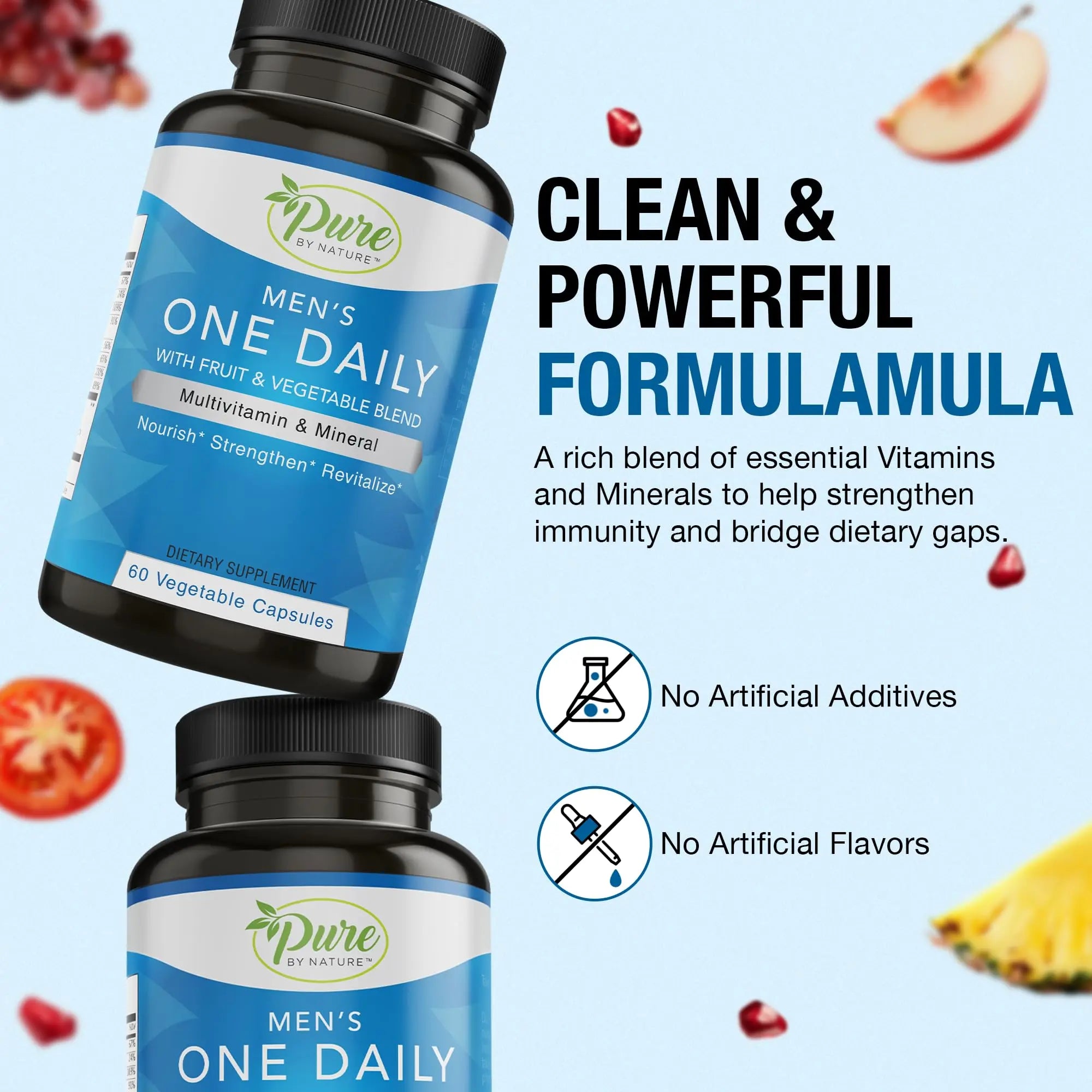 Pure By Nature One-Daily Multivitamin for Men, Immune Support Supplement with Non-GMO Ingredient, Vitamin & Minerals for Energy, 60 Veggie Capsules Pure By Nature uk supplements