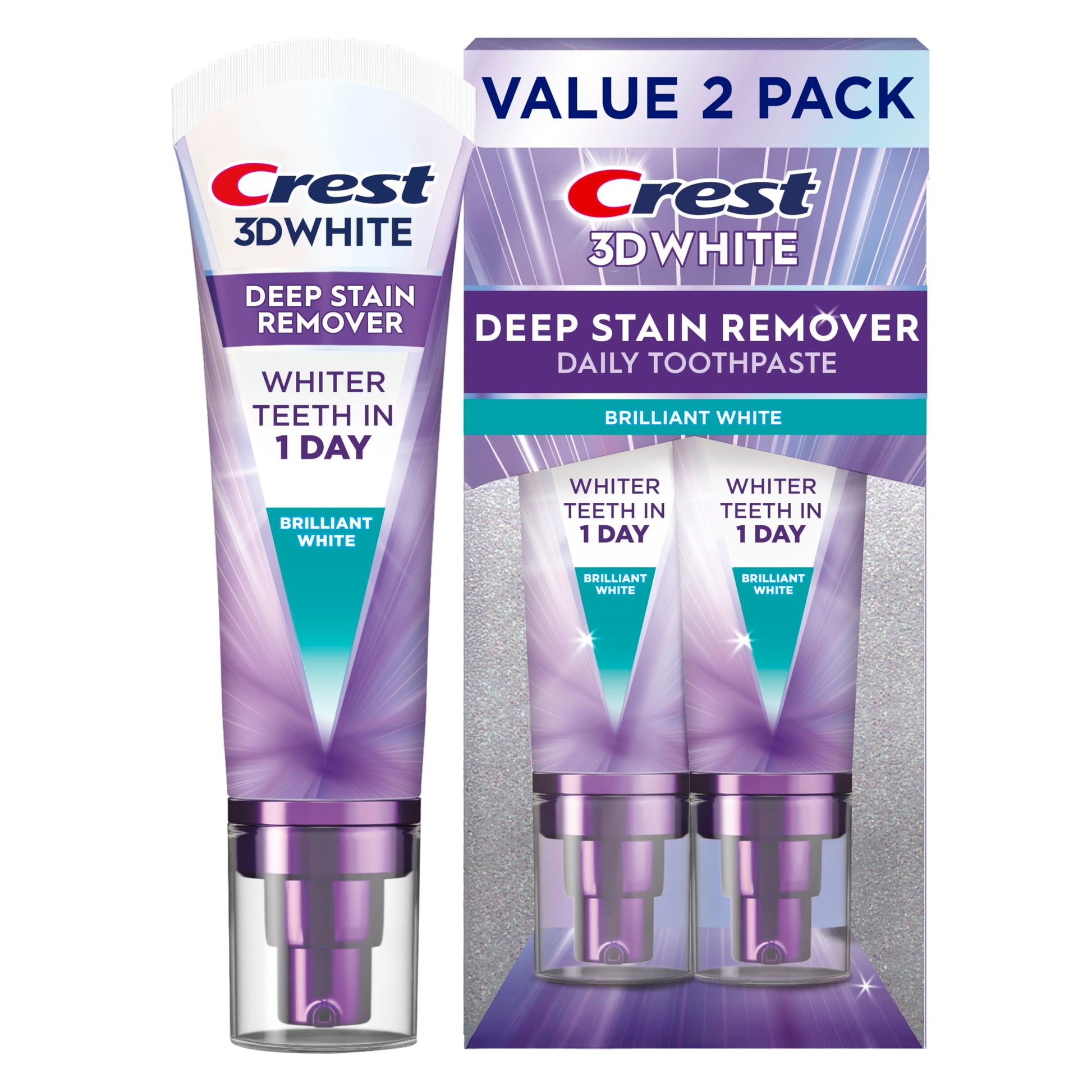 Crest 3DWhite Brilliance Deep Stain Remover Brilliant White Toothpaste - 3.1oz/2pk Crest uk supplements