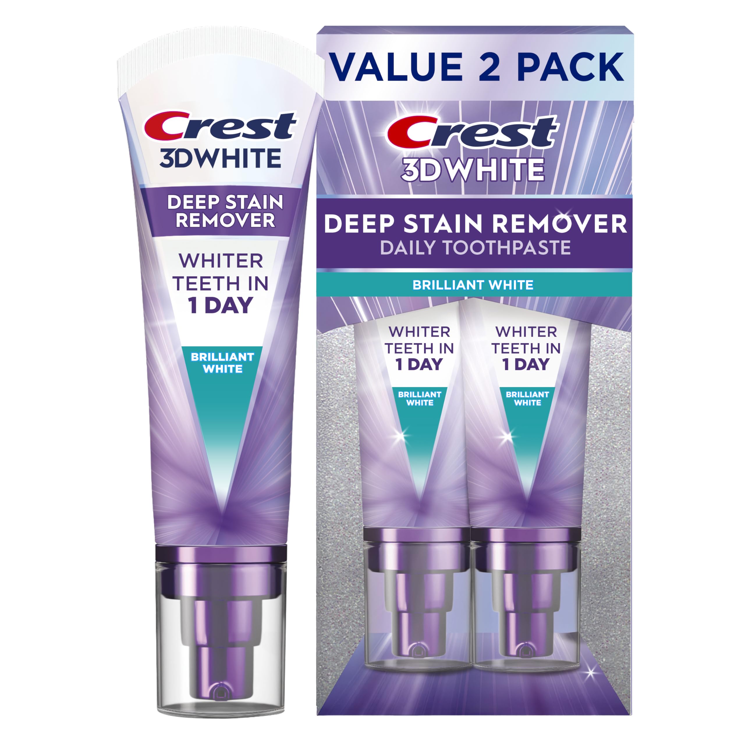 Crest 3DWhite Brilliance Deep Stain Remover Brilliant White Toothpaste - 3.1oz/2pk Crest uk supplements