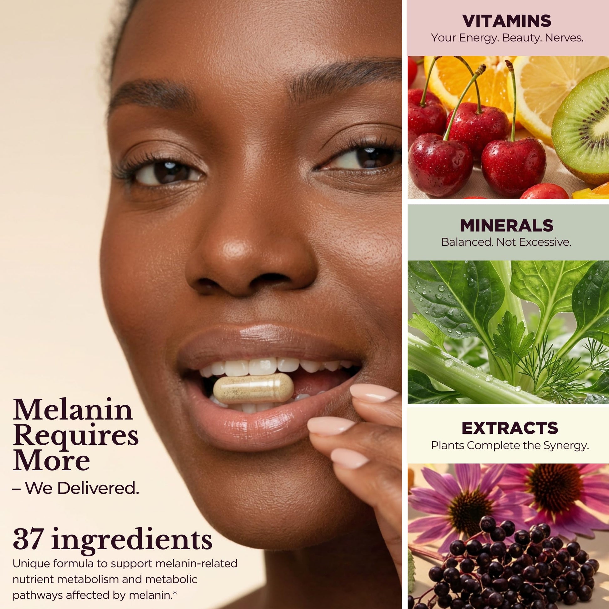 TODICAMP Melanin-Rich Physiology Women's Wellness Formula with 37 Active Ingredients - Daily Multivitamin for Women Hormone Balance, Energy Vitamins for Women, Biotin Supplement for Hair Skin & Nails TODICAMP uk supplements