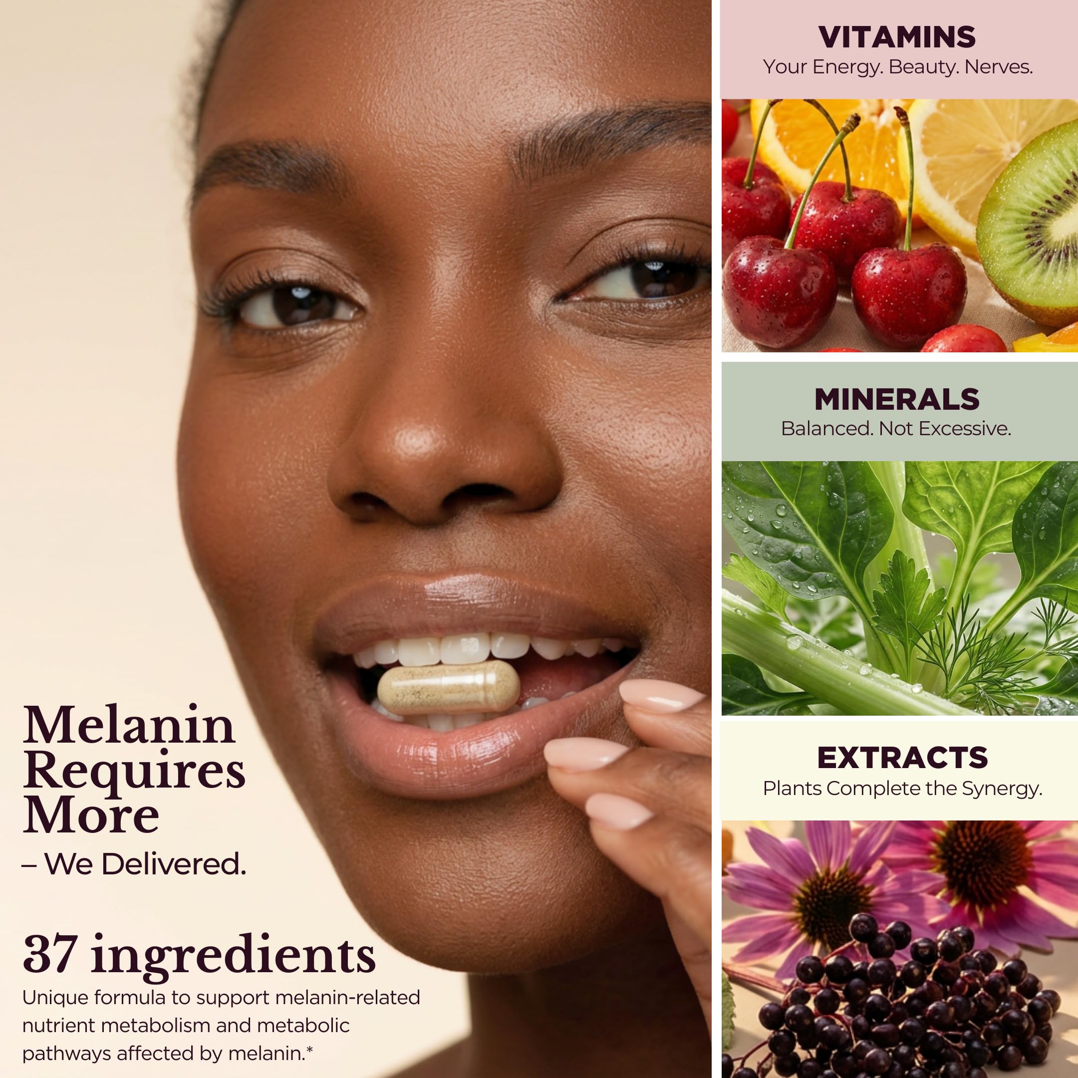 TODICAMP Melanin-Rich Physiology Women's Wellness Formula with 37 Active Ingredients - Daily Multivitamin for Women Hormone Balance, Energy Vitamins for Women, Biotin Supplement for Hair Skin & Nails TODICAMP uk supplements