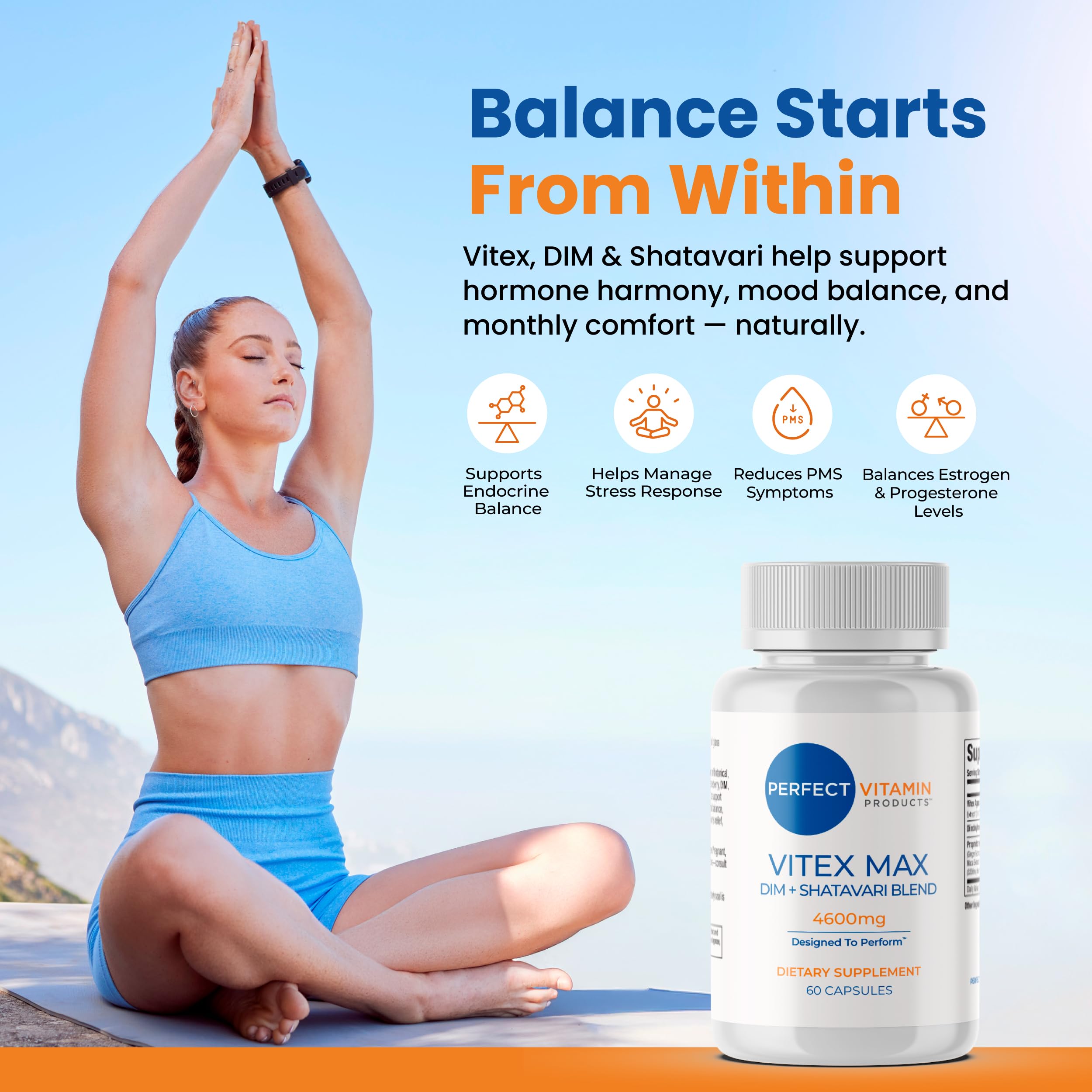 Perfect Vitamin Products Vitex Max DIM + Shatavari – Hormone Balance & Menopause Support for Women – Vegan Blend with Adaptogens for Mood, Cycle & Stress Relief – 4600mg (2-Pack) Perfect Vitamin Products uk supplements