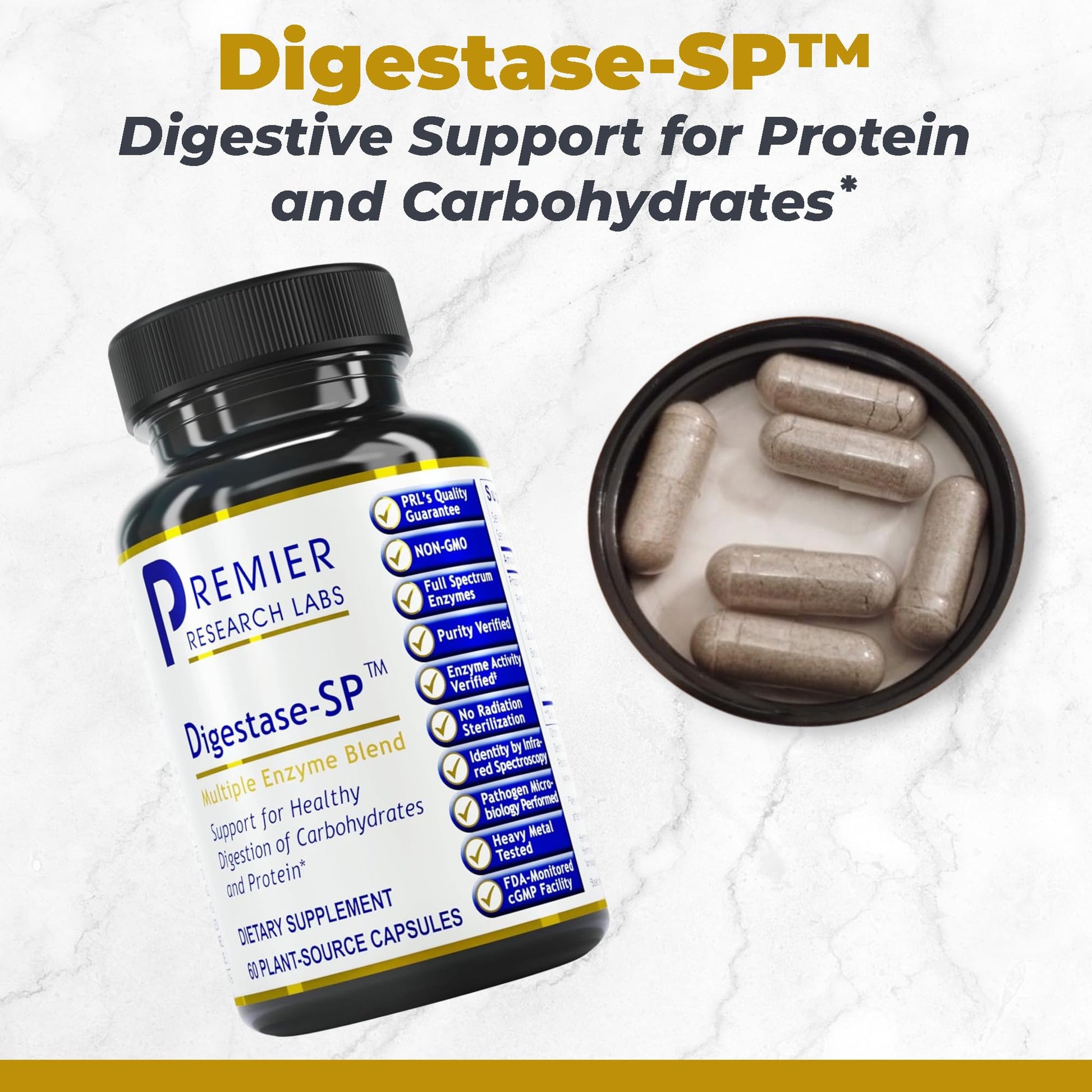Premier Research Labs Digestase-SP - Enzymes for Digestion, Fermented Digestive Enzymes for Women & Men, Gut Health Support Pills with Peptidase, Hemicellulase - 60 Vegetarian Capsules Premier Research Labs uk supplements